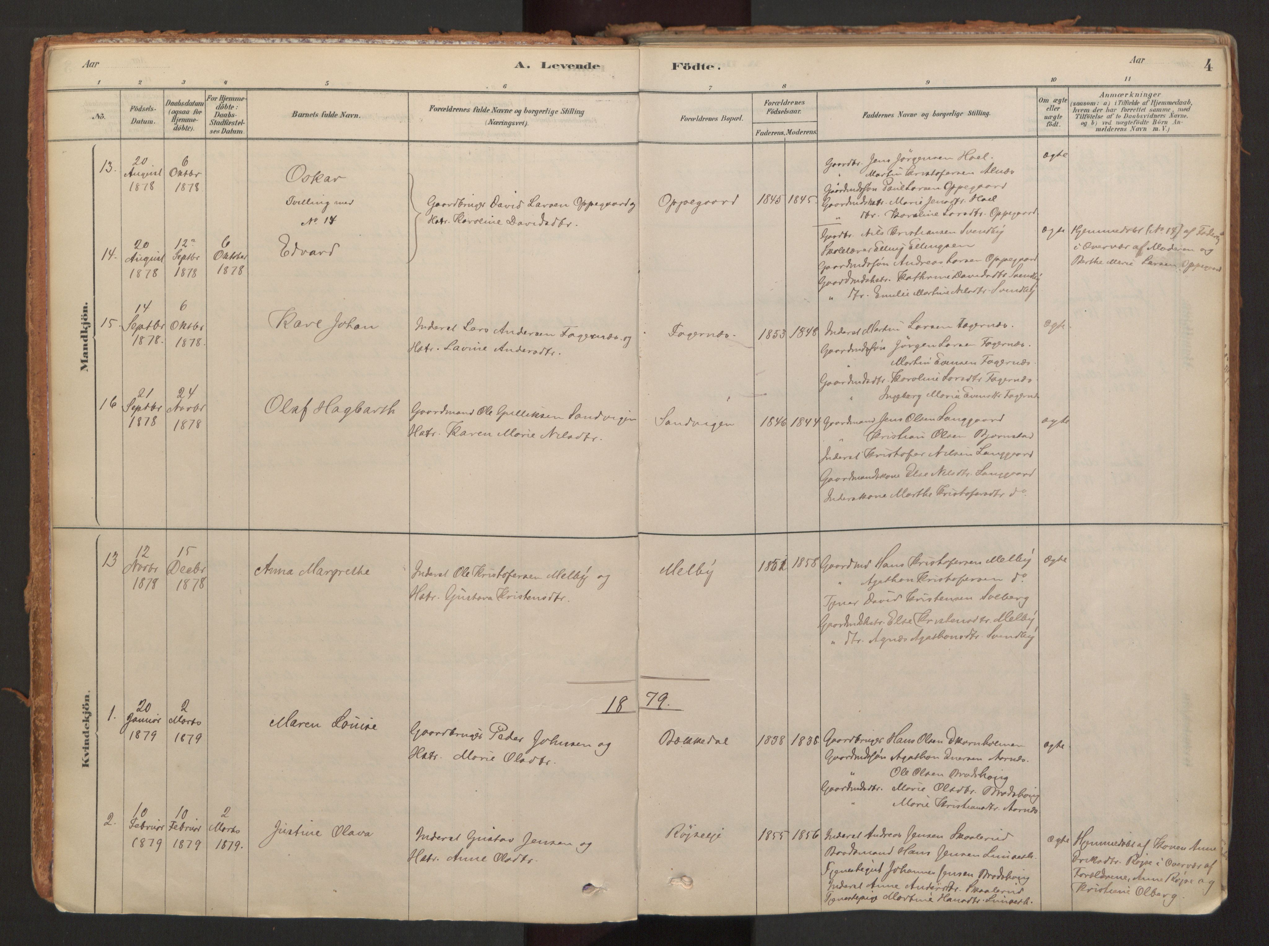 Hurdal prestekontor Kirkebøker, SAO/A-10889/F/Fb/L0003: Parish register (official) no. II 3, 1878-1920, p. 4