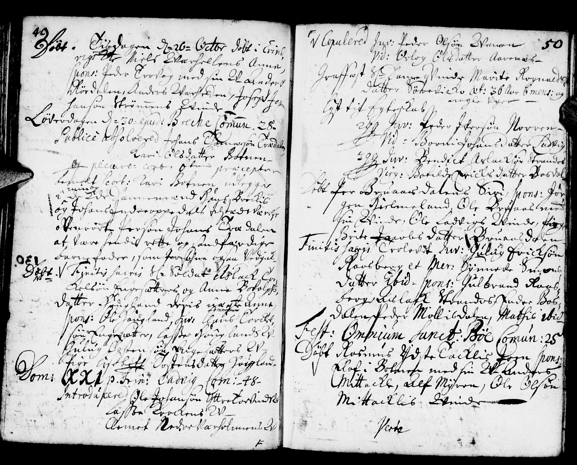 Gulen sokneprestembete, AV/SAB-A-80201/H/Haa/Haaa/L0002: Parish register (official) no. A 2, 1699-1705, p. 49-50