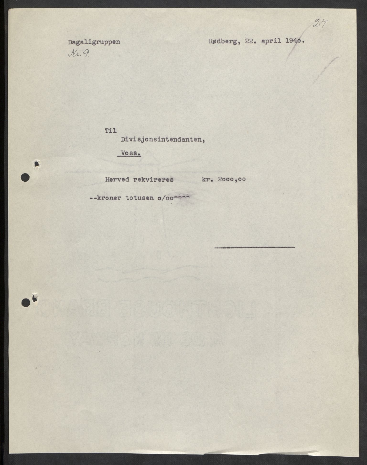 Forsvaret, Forsvarets krigshistoriske avdeling, AV/RA-RAFA-2017/Y/Yb/L0108: II-C-11-466-499  -  4. Divisjon., 1940, p. 27