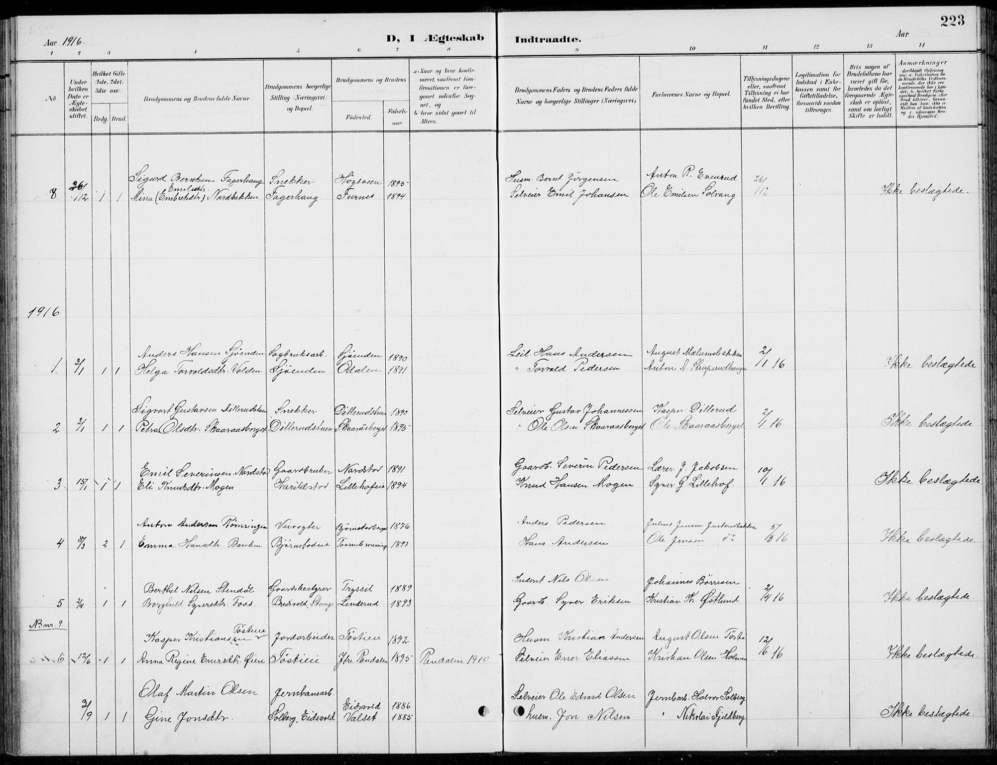 Romedal prestekontor, AV/SAH-PREST-004/L/L0013: Parish register (copy) no. 13, 1896-1937, p. 223