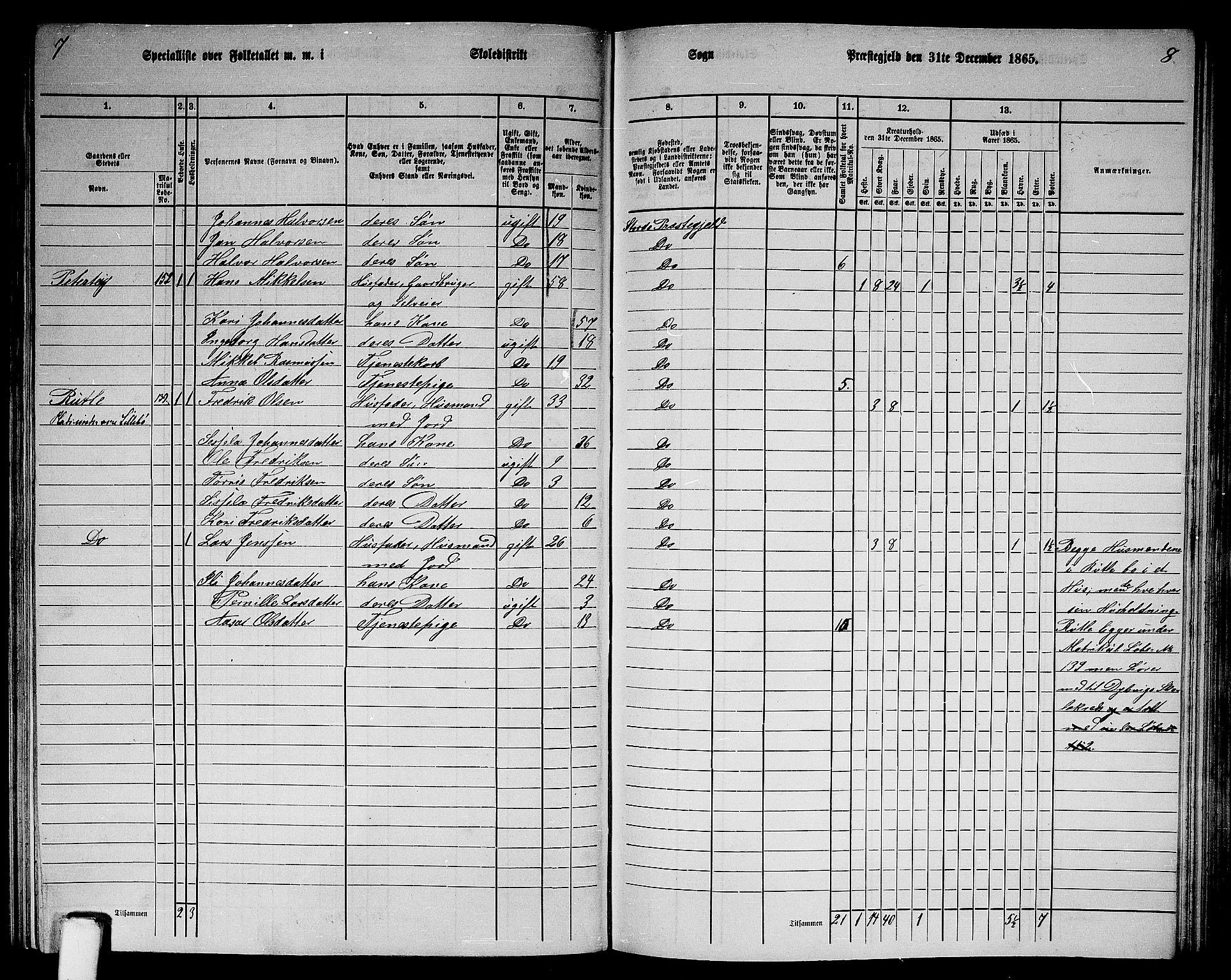 RA, 1865 census for Stord, 1865, p. 87