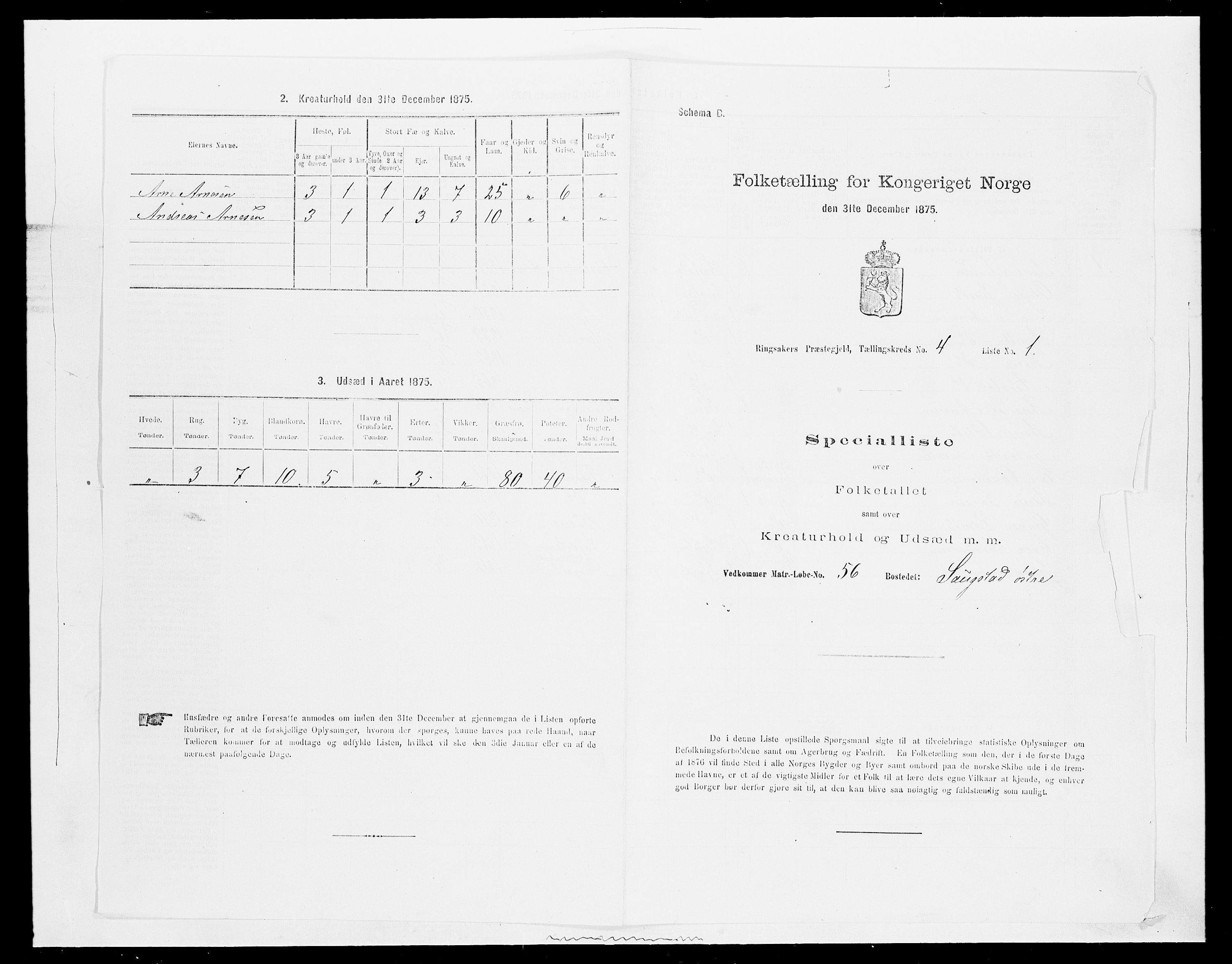 SAH, 1875 census for 0412P Ringsaker, 1875, p. 835