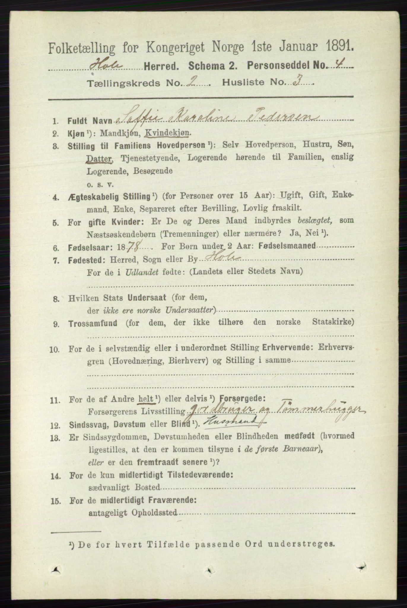 RA, 1891 census for 0612 Hole, 1891, p. 747