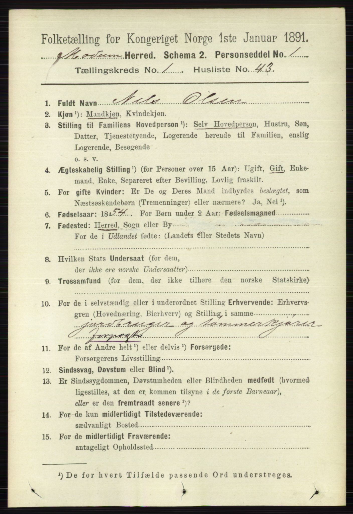 RA, 1891 census for 0623 Modum, 1891, p. 369