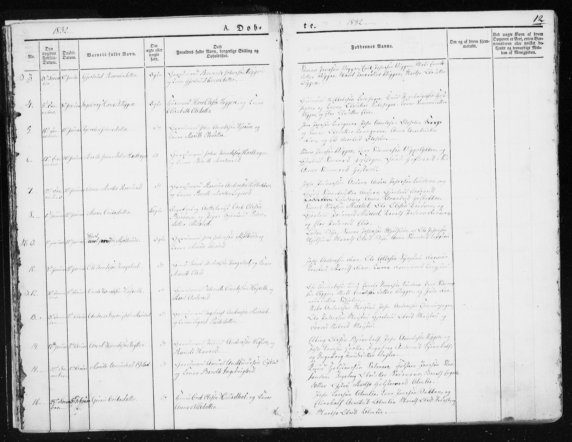 Ministerialprotokoller, klokkerbøker og fødselsregistre - Sør-Trøndelag, SAT/A-1456/665/L0771: Parish register (official) no. 665A06, 1830-1856, p. 12
