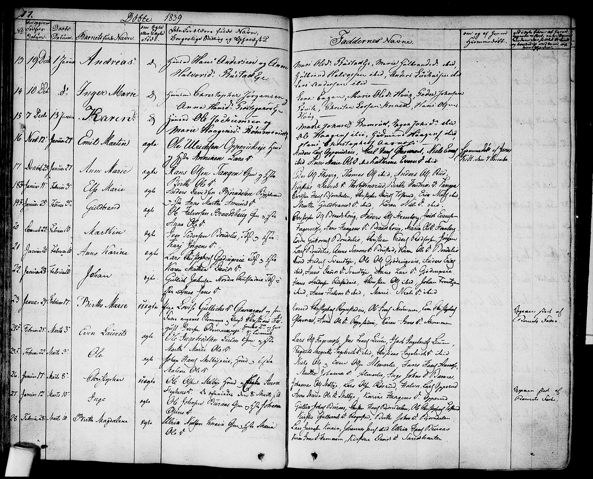 Hurdal prestekontor Kirkebøker, AV/SAO-A-10889/F/Fa/L0004: Parish register (official) no. I 4, 1828-1845, p. 77