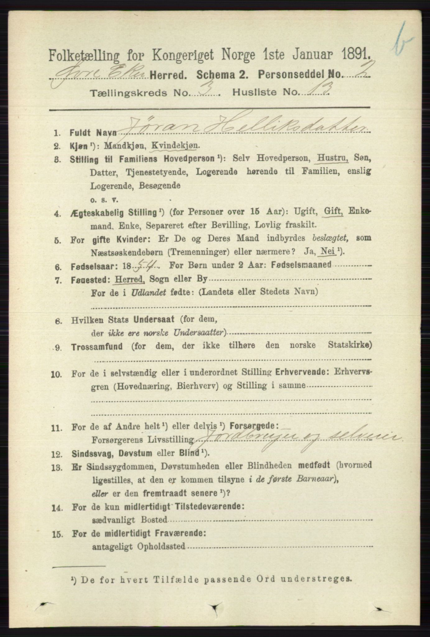 RA, 1891 census for 0624 Øvre Eiker, 1891, p. 9129