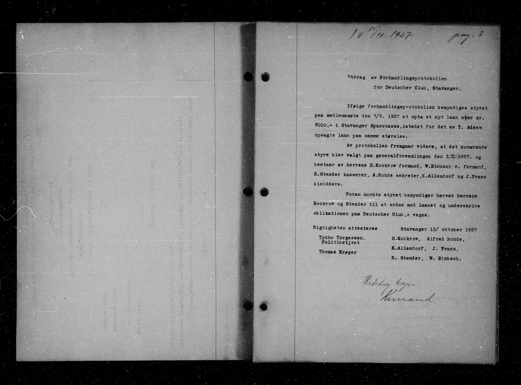 Stavanger byfogd, SAST/A-101408/001/4/41/410/410BB/L0053: Mortgage book no. 41, 1927-1928, Deed date: 15.10.1927