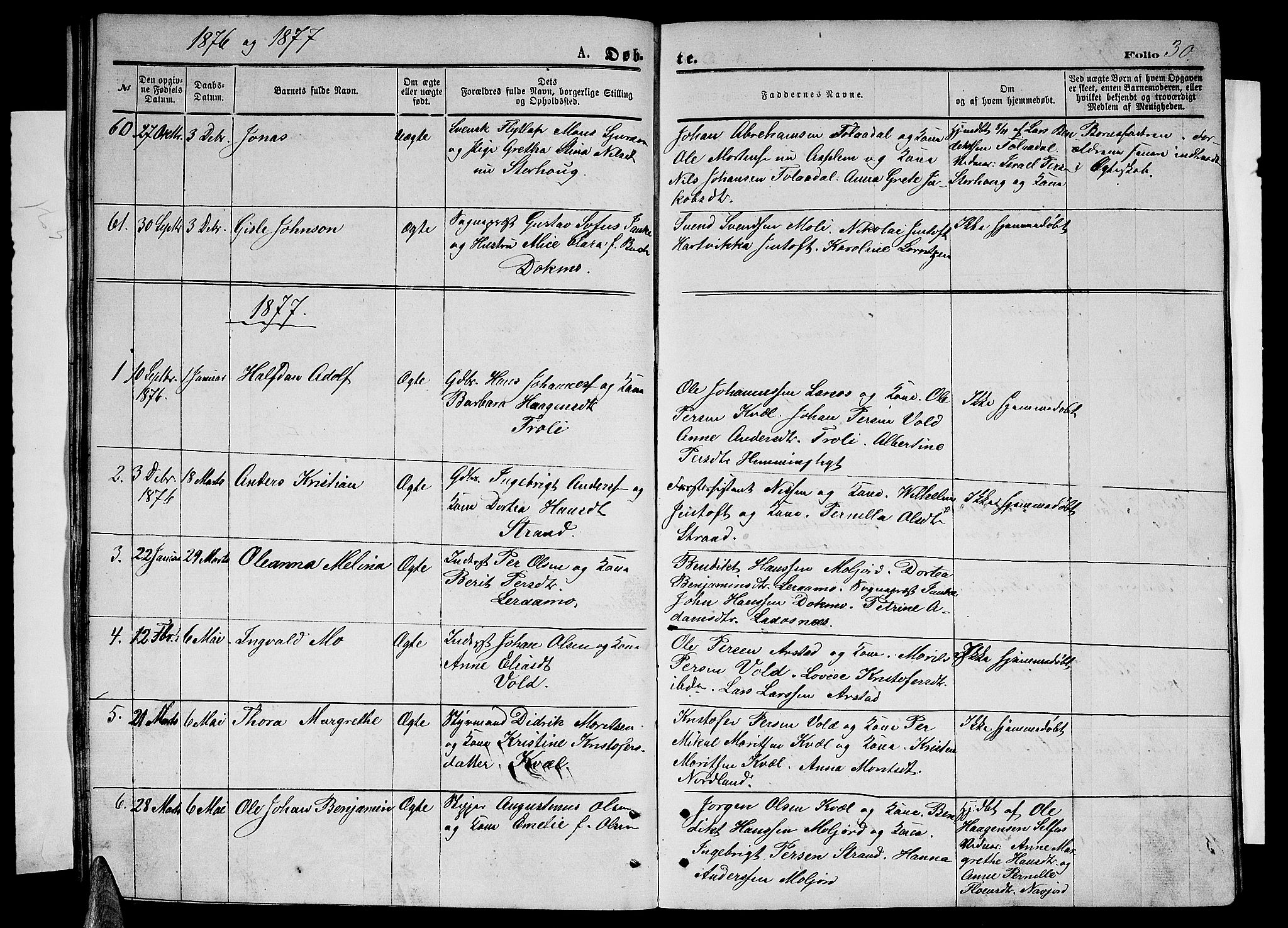 Ministerialprotokoller, klokkerbøker og fødselsregistre - Nordland, AV/SAT-A-1459/846/L0653: Parish register (copy) no. 846C03, 1872-1887, p. 30