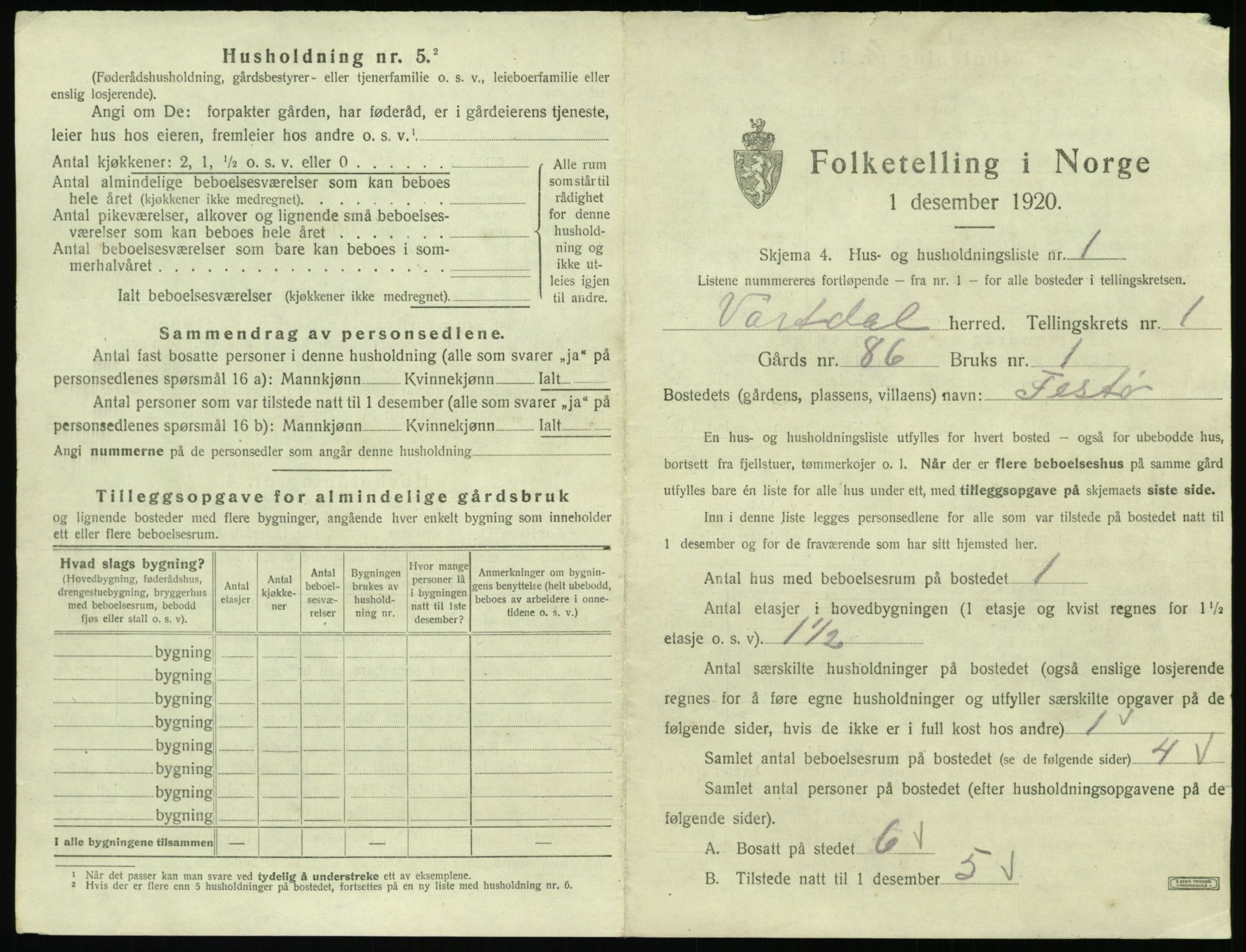 SAT, 1920 census for Vartdal, 1920, p. 25