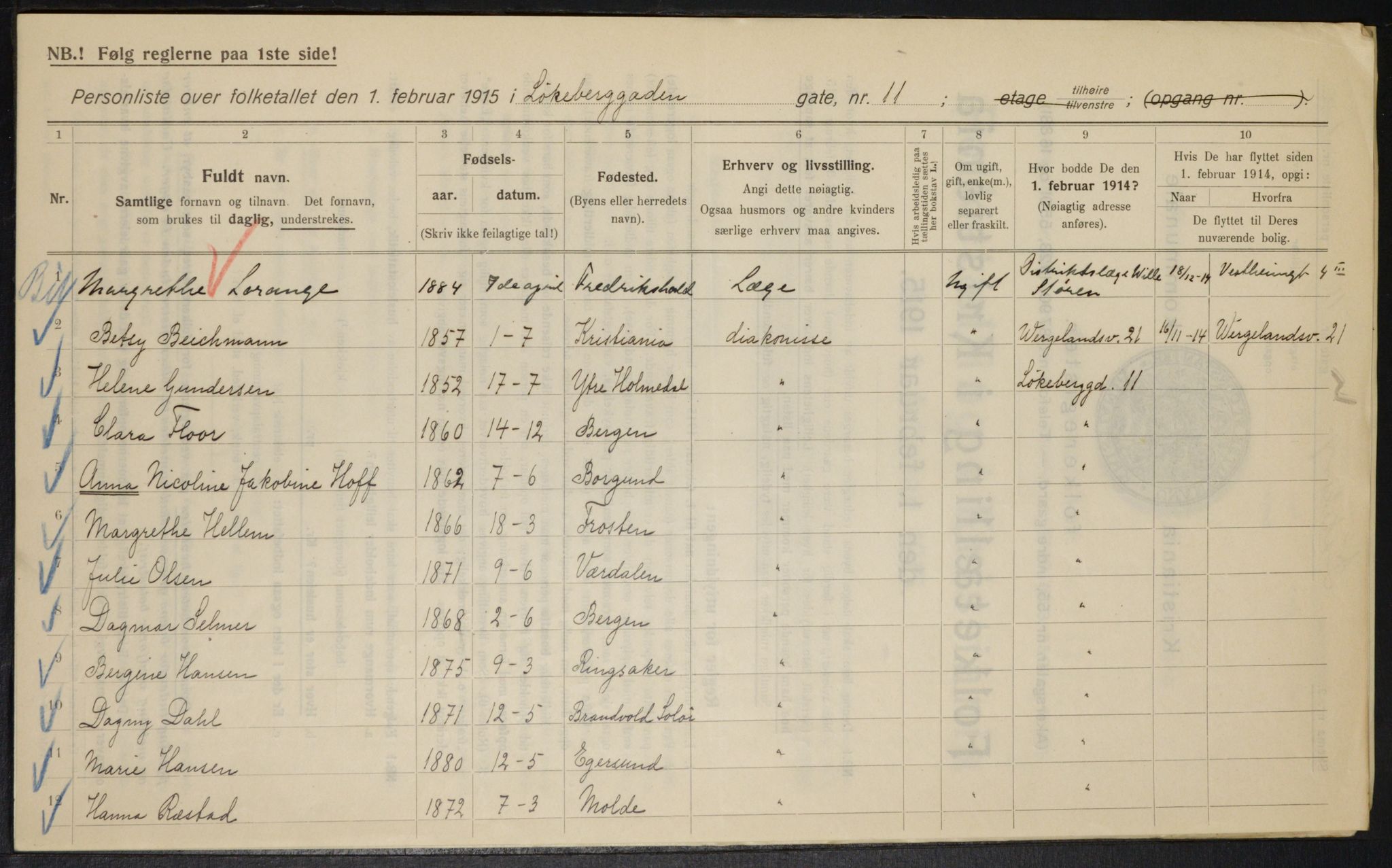 OBA, Municipal Census 1915 for Kristiania, 1915, p. 58000