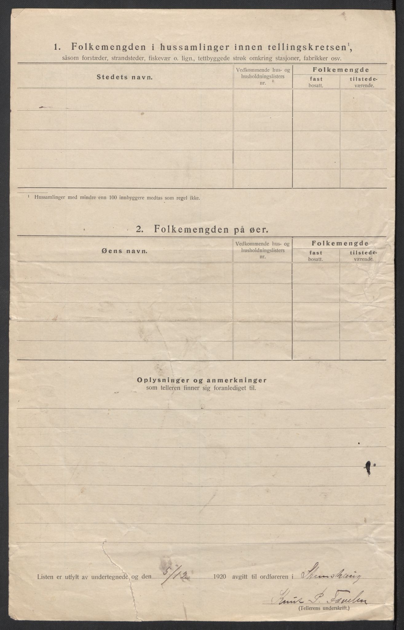 SAT, 1920 census for Stemshaug, 1920, p. 14