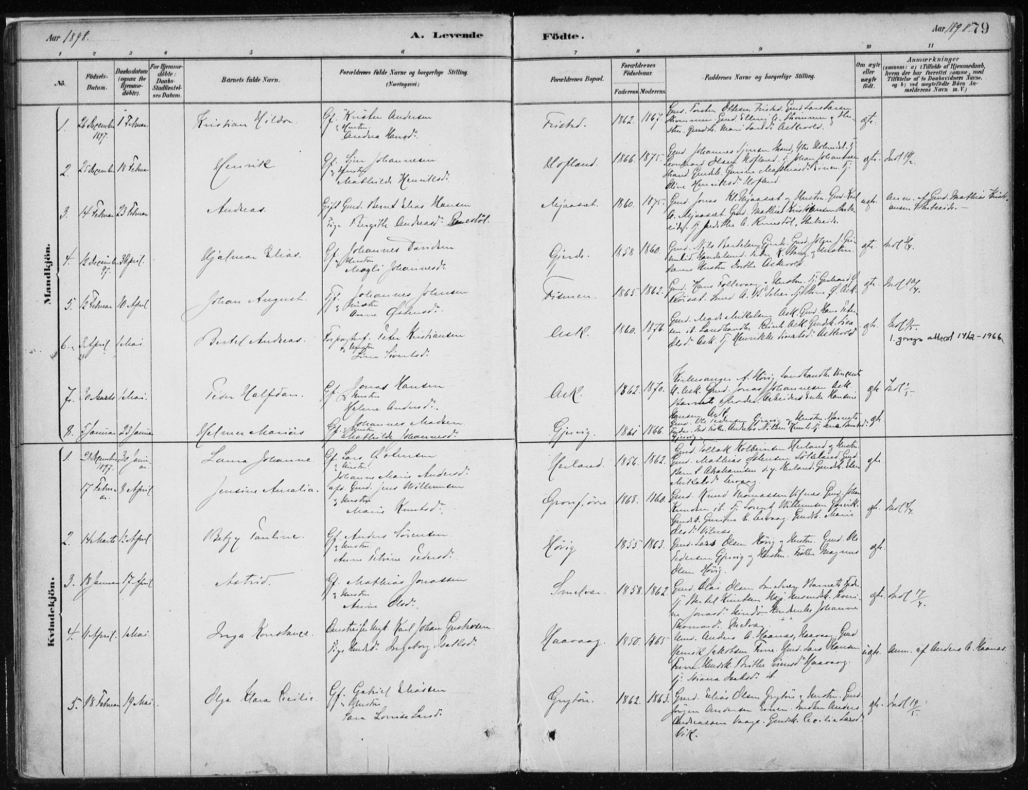 Askvoll sokneprestembete, SAB/A-79501/H/Haa/Haab/L0002: Parish register (official) no. B 2, 1879-1909, p. 79