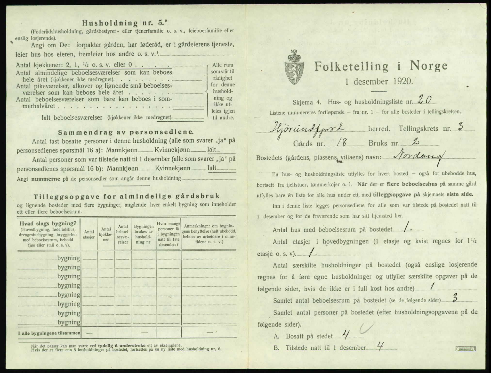 SAT, 1920 census for Hjørundfjord, 1920, p. 163