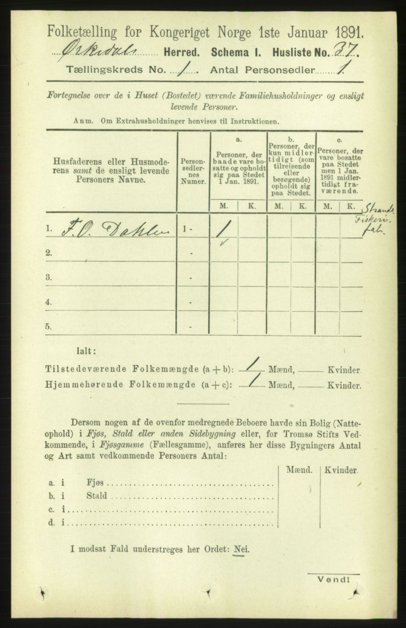 RA, 1891 census for 1638 Orkdal, 1891, p. 82