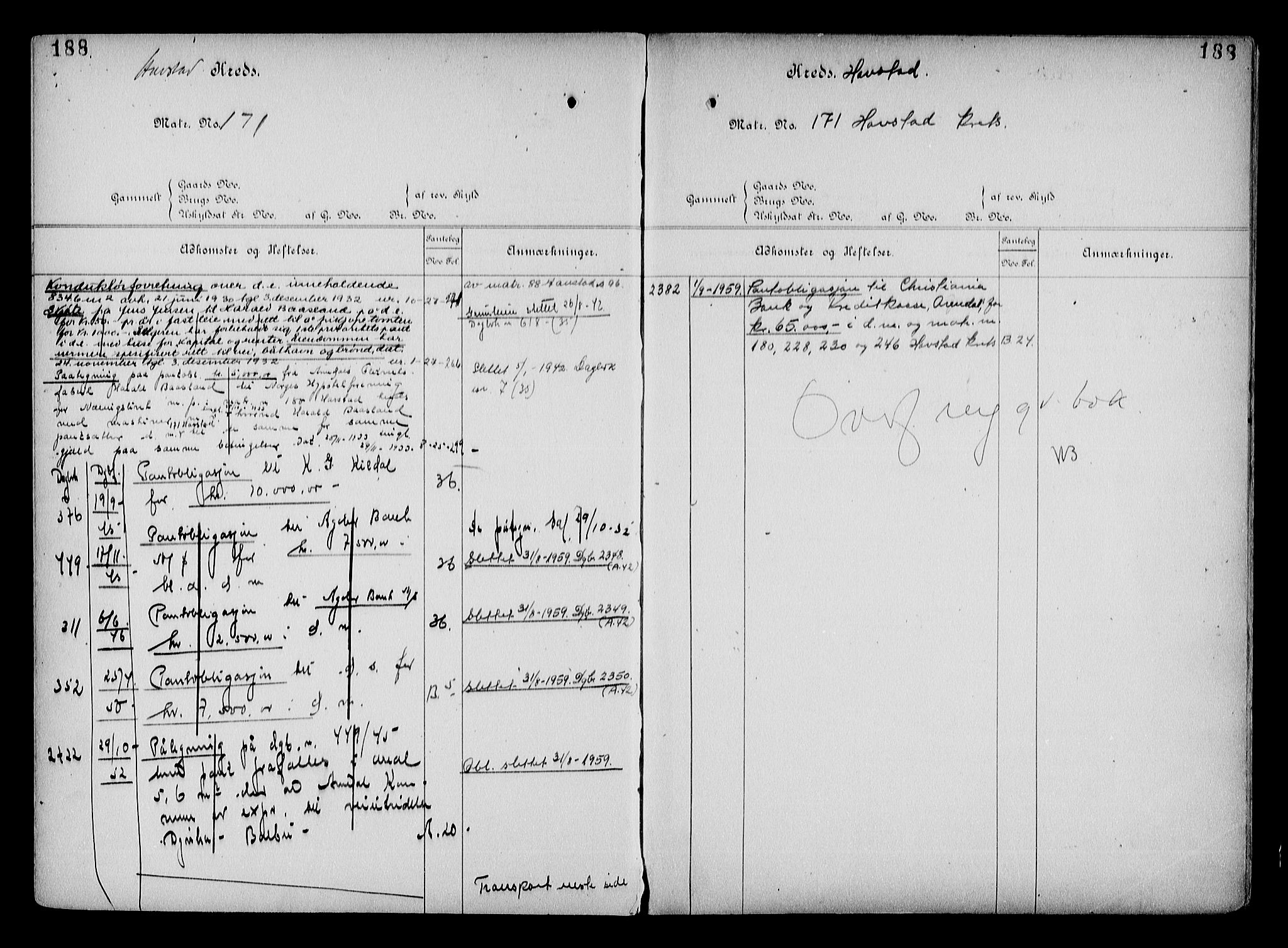 Arendal byfogd, AV/SAK-1222-0001/G/Ga/L0015: Mortgage register no. 13, 1860-1960, p. 188
