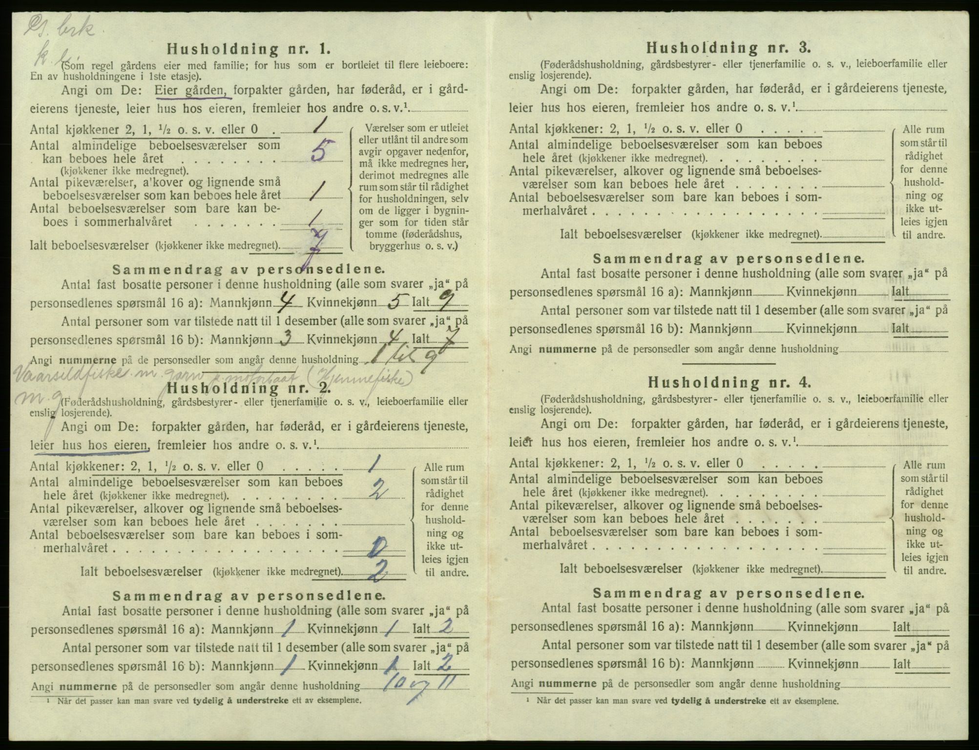 SAB, 1920 census for Bremnes, 1920, p. 1035