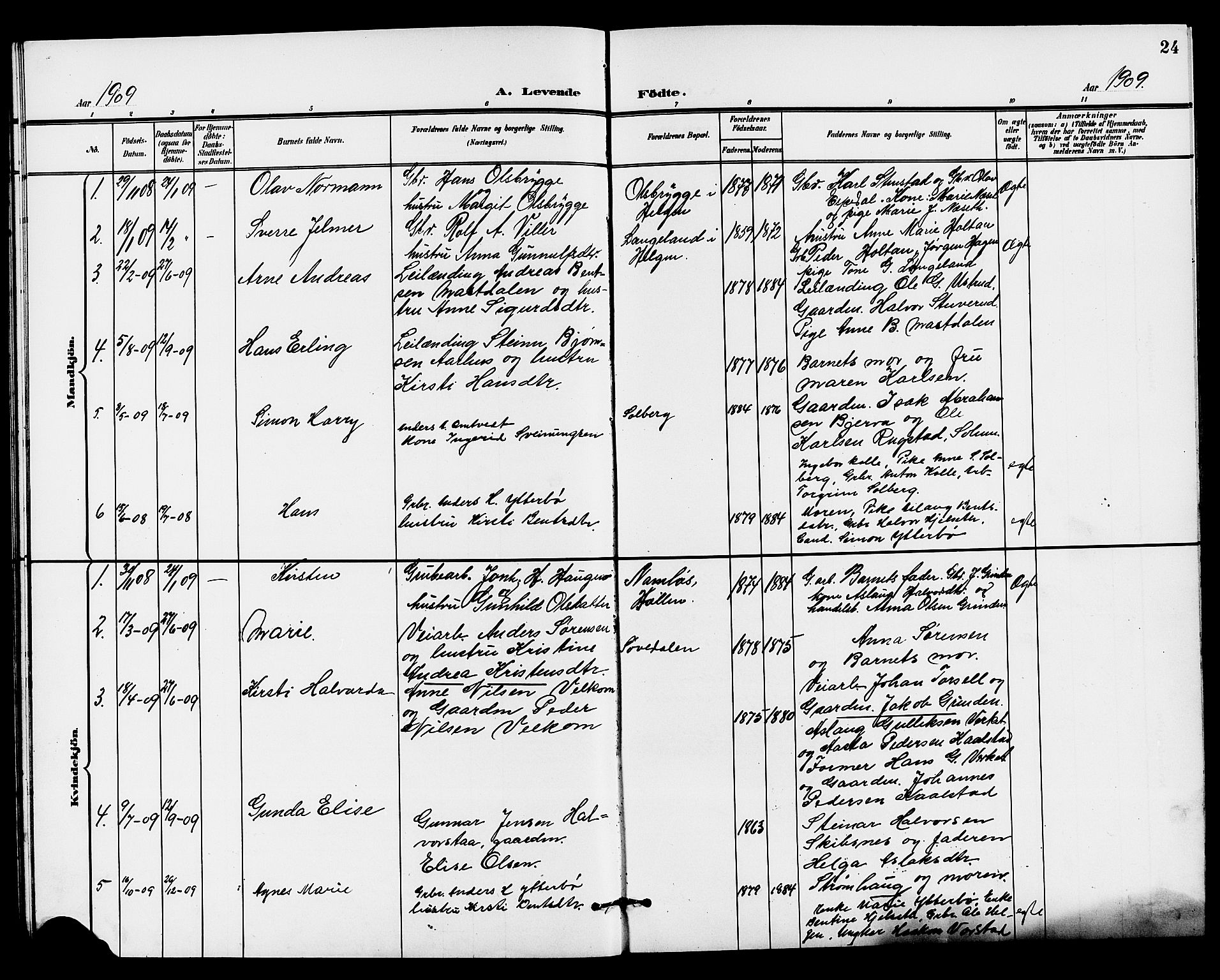 Holla kirkebøker, SAKO/A-272/G/Gb/L0002: Parish register (copy) no. II 2, 1897-1913, p. 24