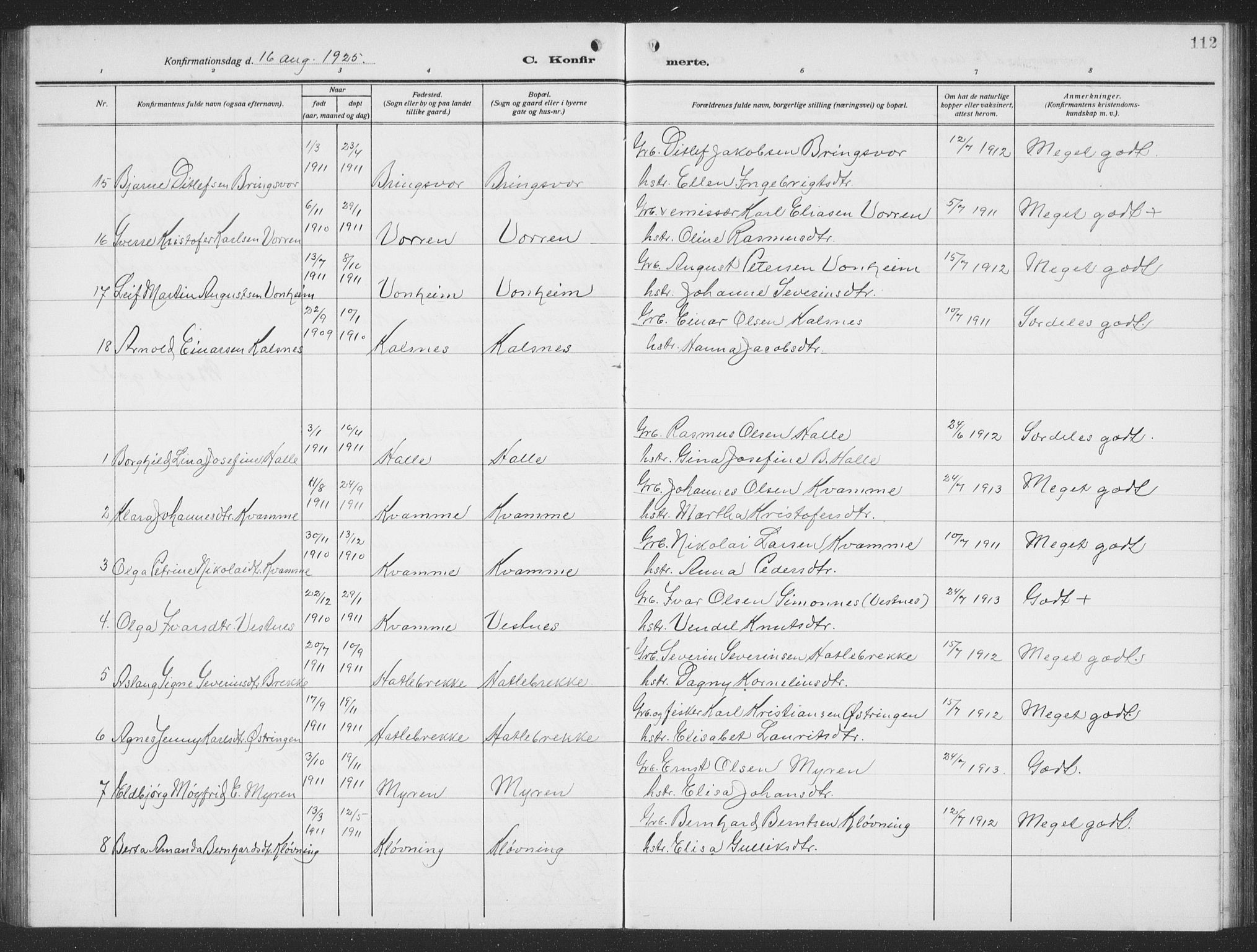 Ministerialprotokoller, klokkerbøker og fødselsregistre - Møre og Romsdal, SAT/A-1454/503/L0051: Parish register (copy) no. 503C06, 1923-1938, p. 112