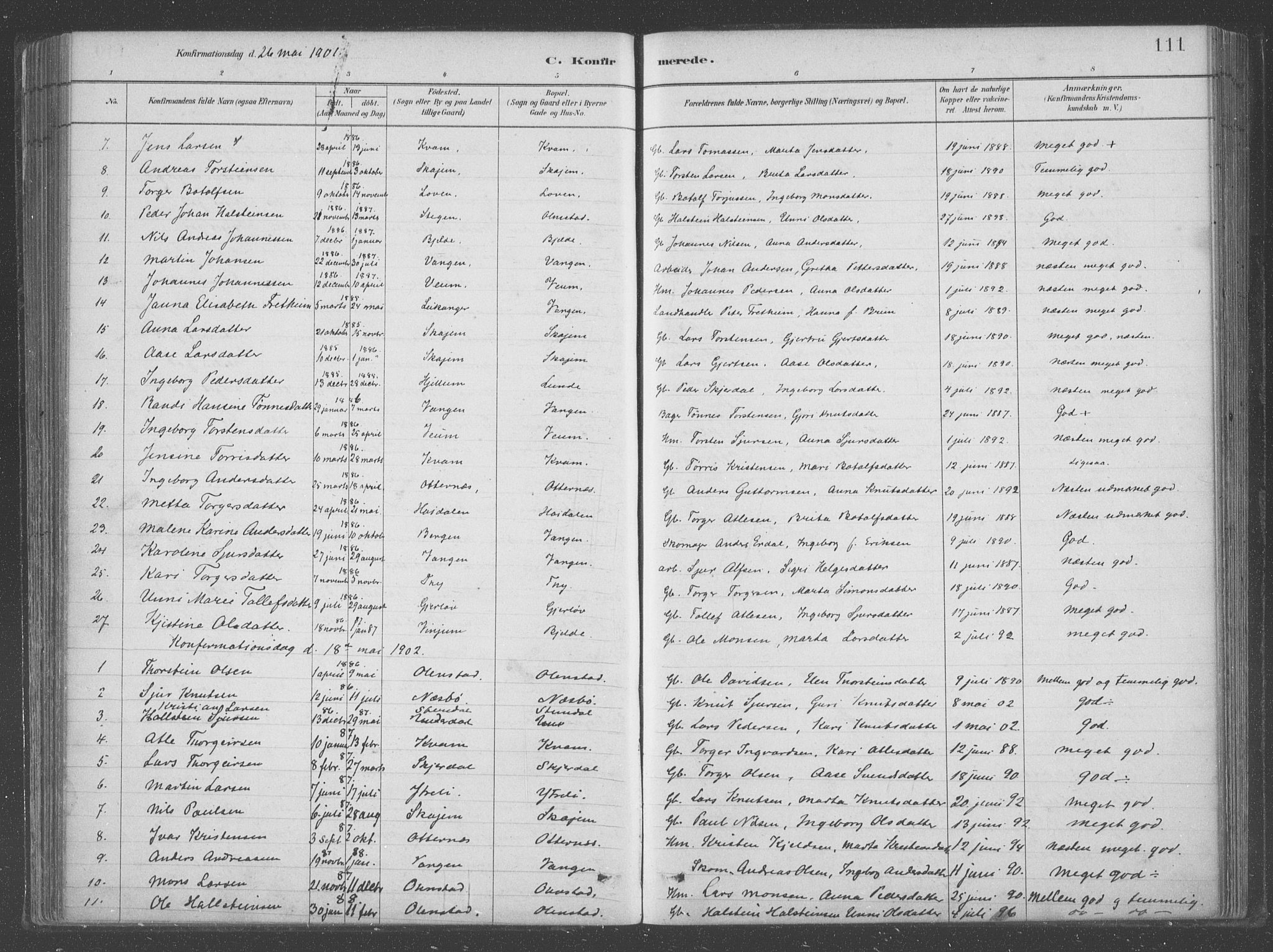 Aurland sokneprestembete, SAB/A-99937/H/Ha/Hab/L0001: Parish register (official) no. B  1, 1880-1909, p. 111