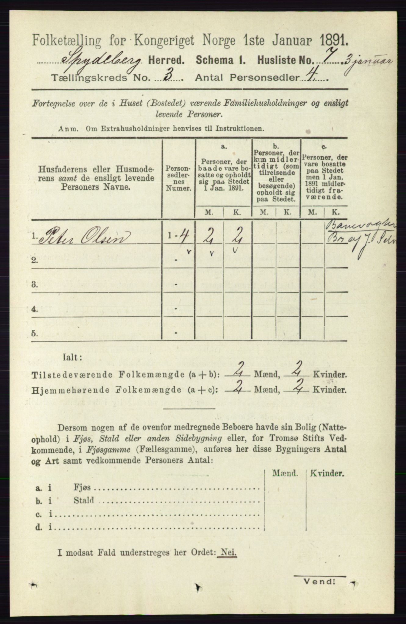 RA, 1891 census for 0123 Spydeberg, 1891, p. 1149