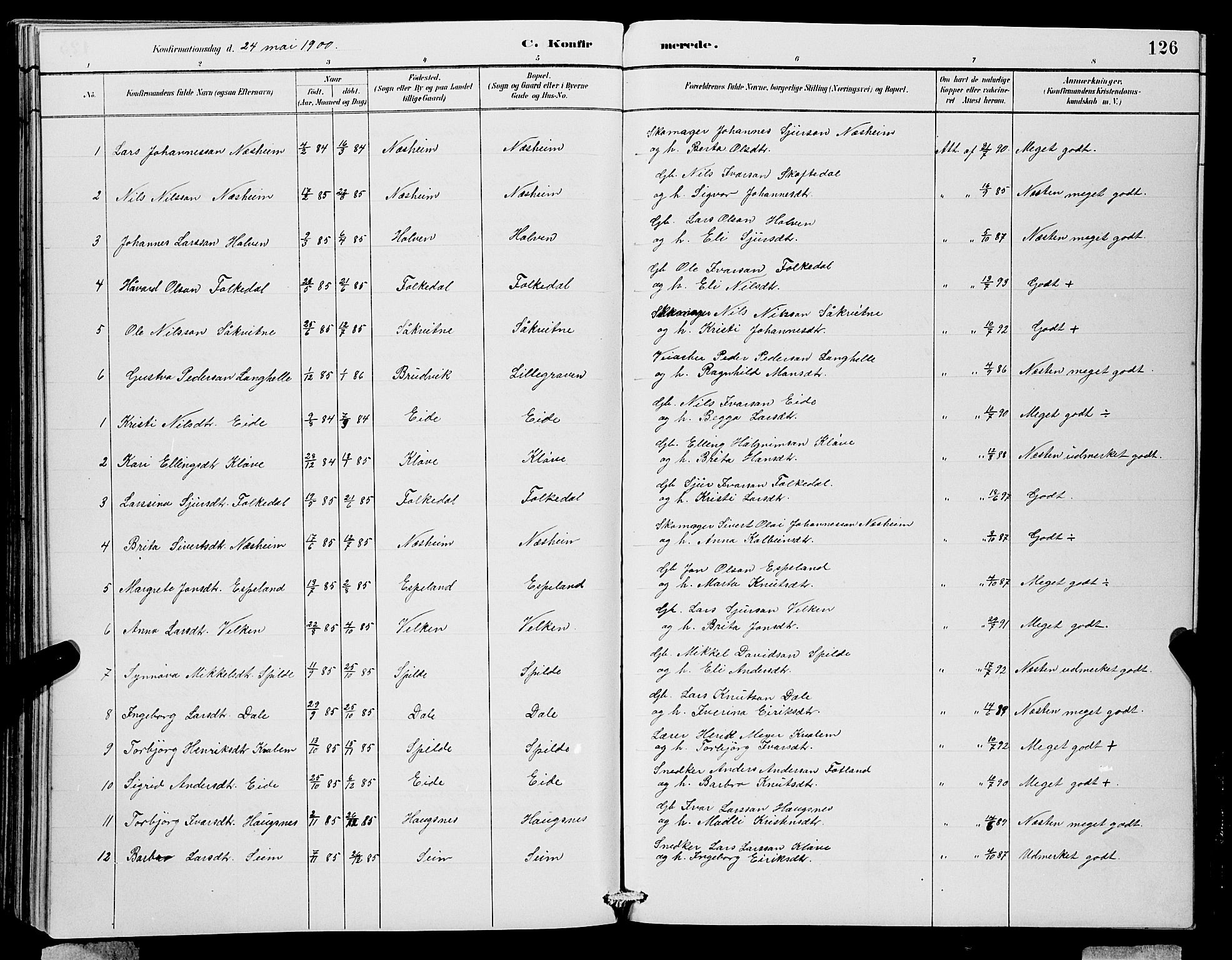 Ulvik sokneprestembete, SAB/A-78801/H/Hab: Parish register (copy) no. B 3, 1884-1901, p. 126