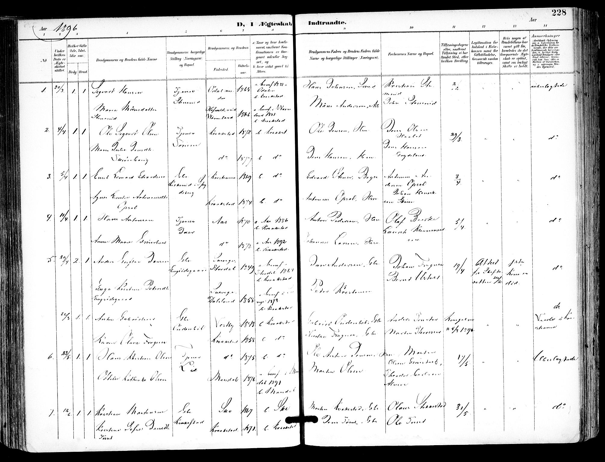 Kråkstad prestekontor Kirkebøker, AV/SAO-A-10125a/F/Fa/L0010: Parish register (official) no. I 10, 1893-1931, p. 228