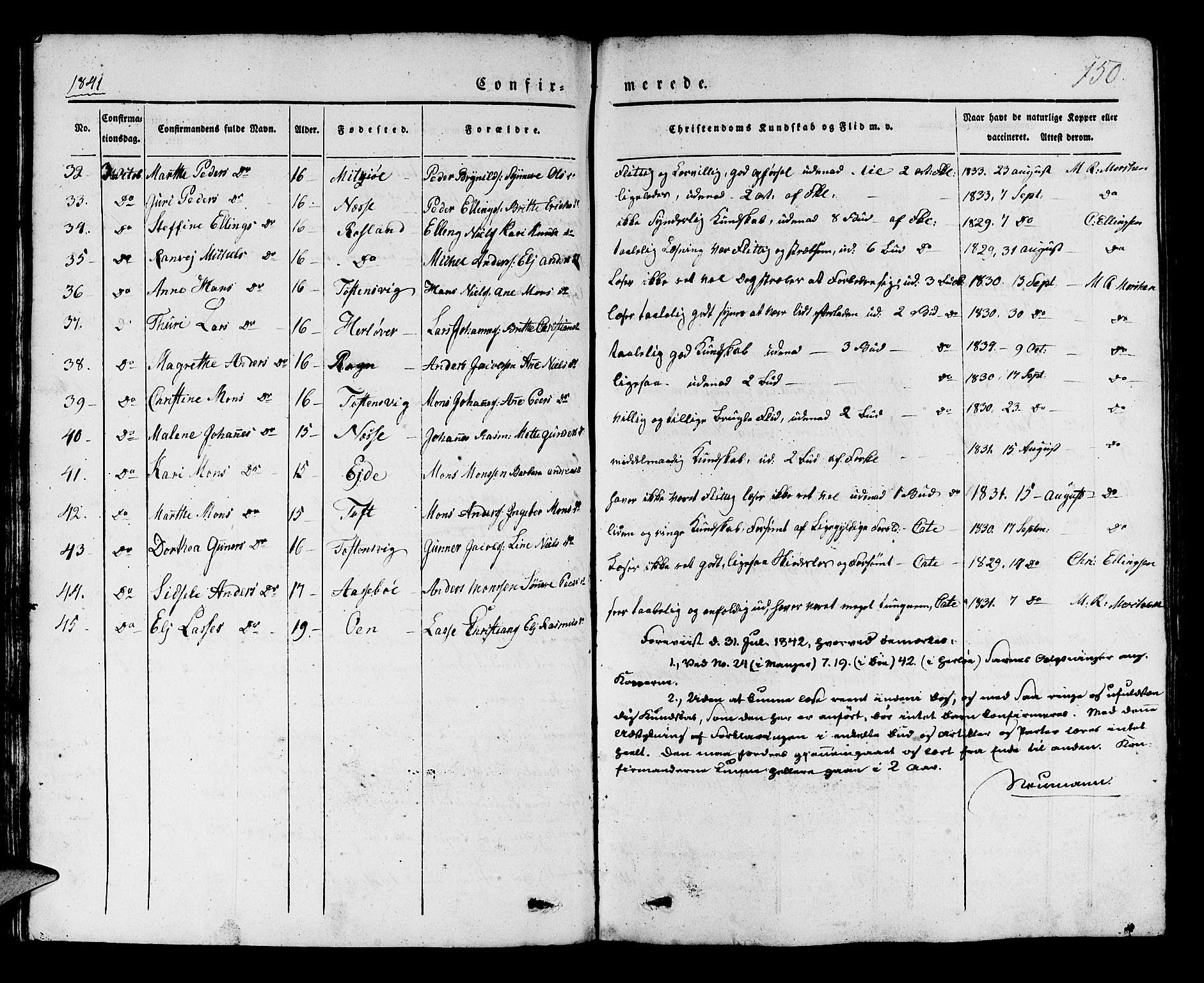 Manger sokneprestembete, AV/SAB-A-76801/H/Haa: Parish register (official) no. A 5, 1839-1848, p. 150