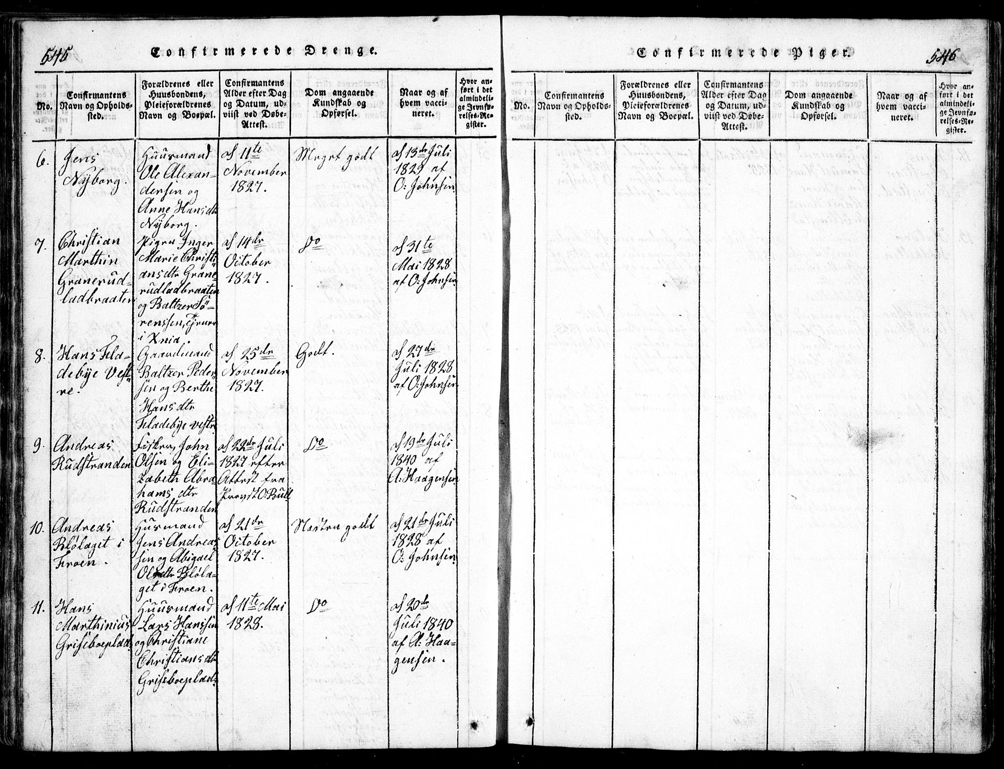 Nesodden prestekontor Kirkebøker, AV/SAO-A-10013/G/Ga/L0001: Parish register (copy) no. I 1, 1814-1847, p. 545-546