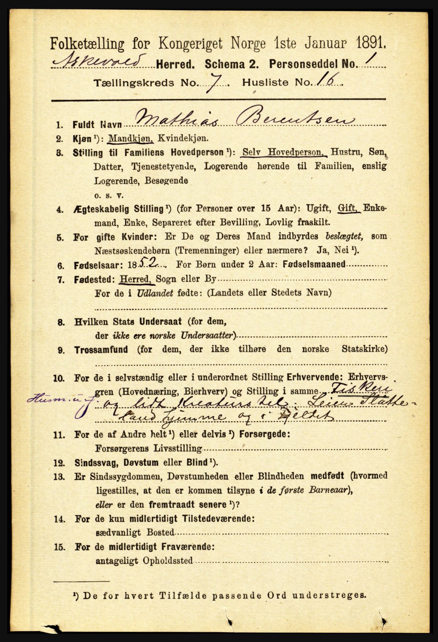 RA, 1891 census for 1428 Askvoll, 1891, p. 1993