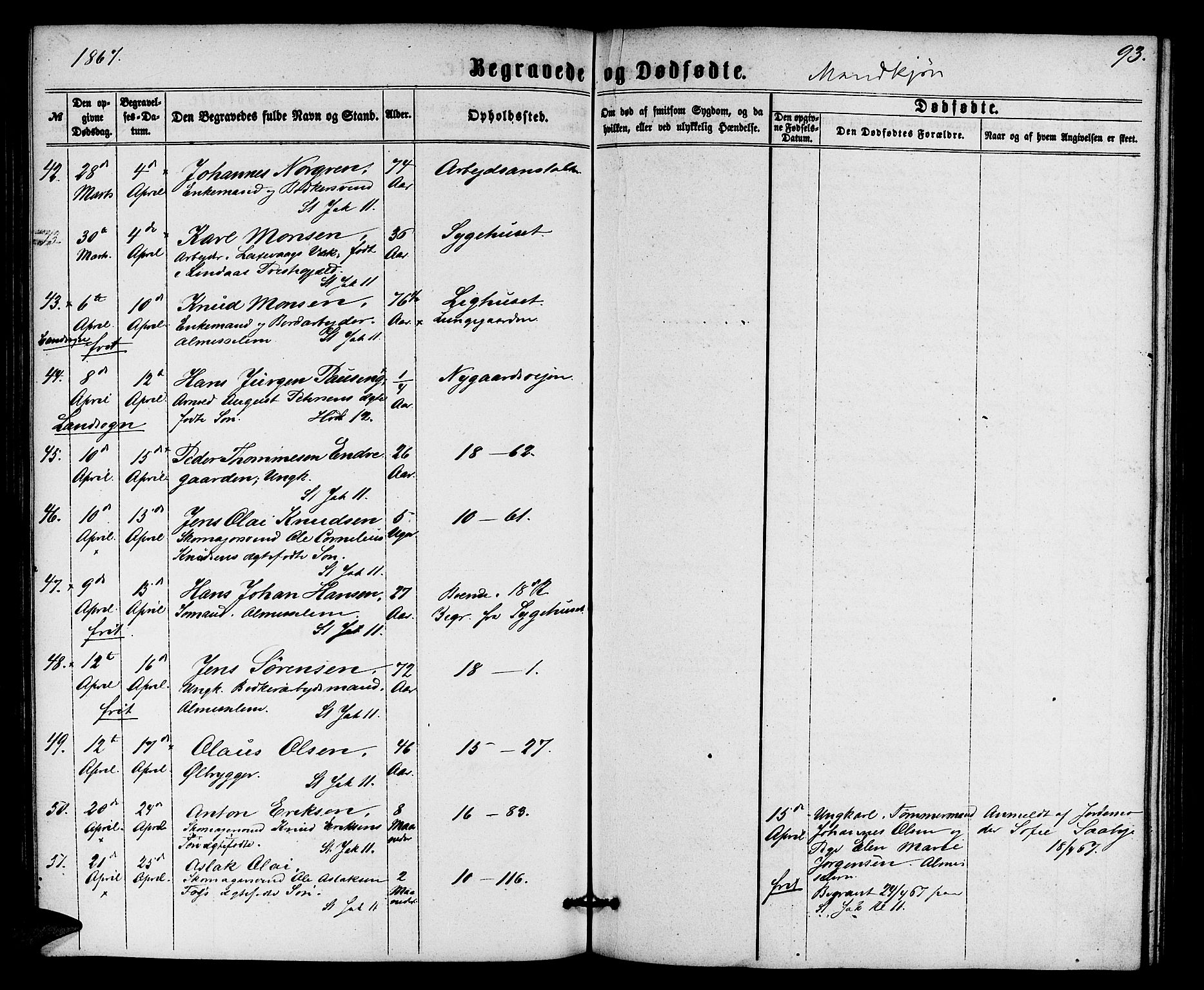 Domkirken sokneprestembete, AV/SAB-A-74801/H/Hab/L0039: Parish register (copy) no. E 3, 1860-1868, p. 93