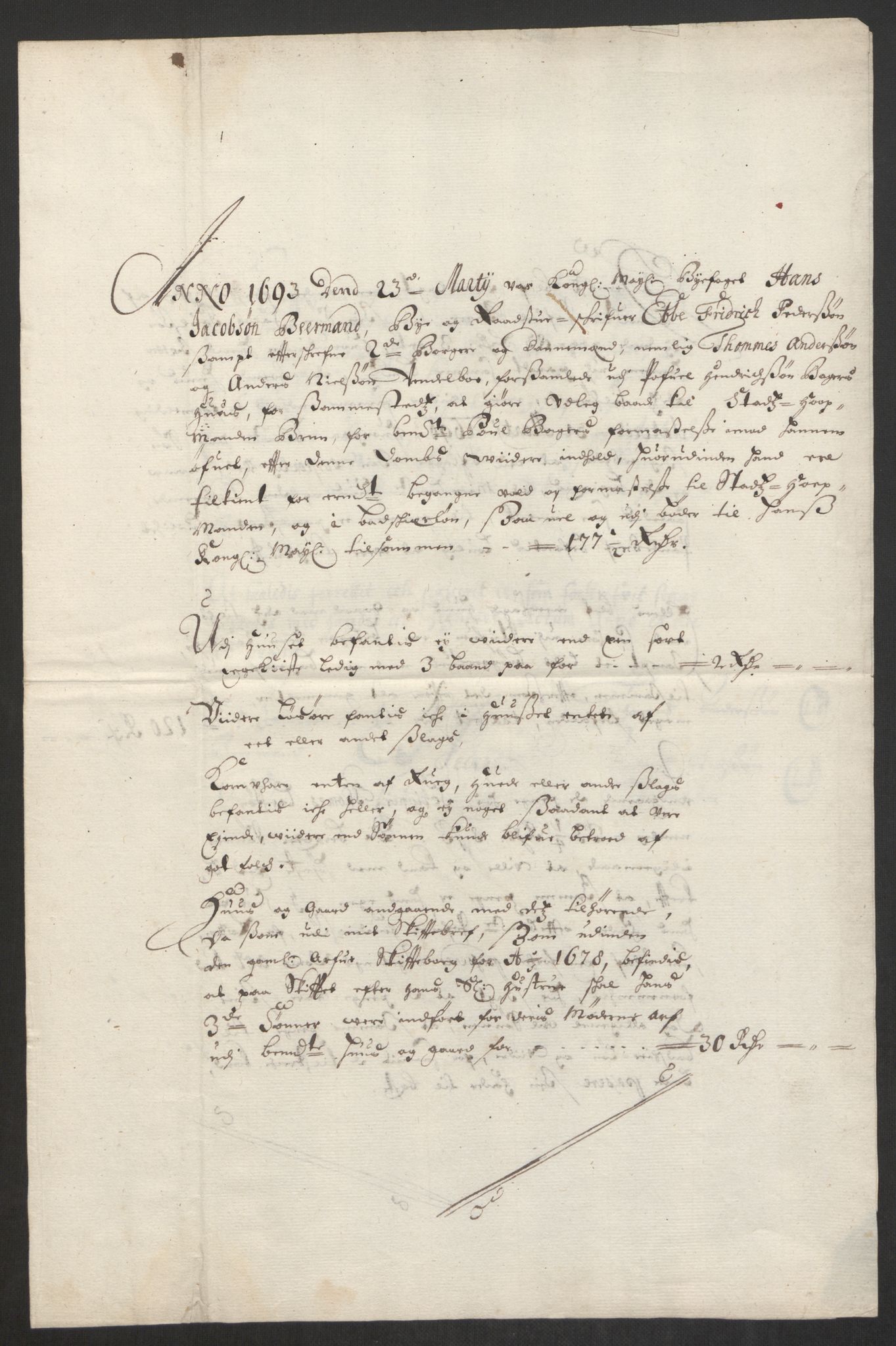 Rentekammeret inntil 1814, Reviderte regnskaper, Byregnskaper, AV/RA-EA-4066/R/Rm/L0285: [M18] Sikt og sakefall, 1681-1718, p. 190