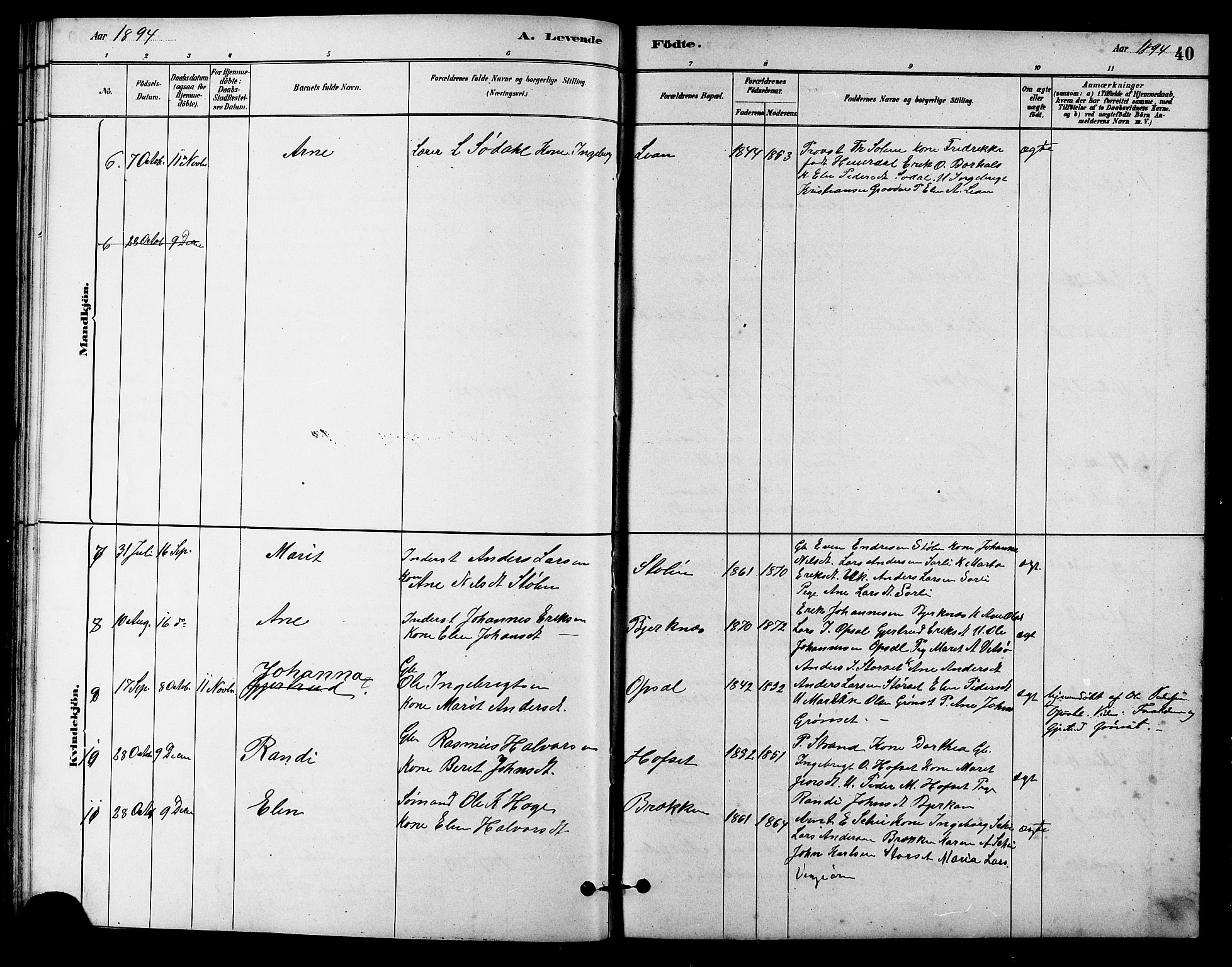 Ministerialprotokoller, klokkerbøker og fødselsregistre - Sør-Trøndelag, SAT/A-1456/631/L0514: Parish register (copy) no. 631C02, 1879-1912, p. 40