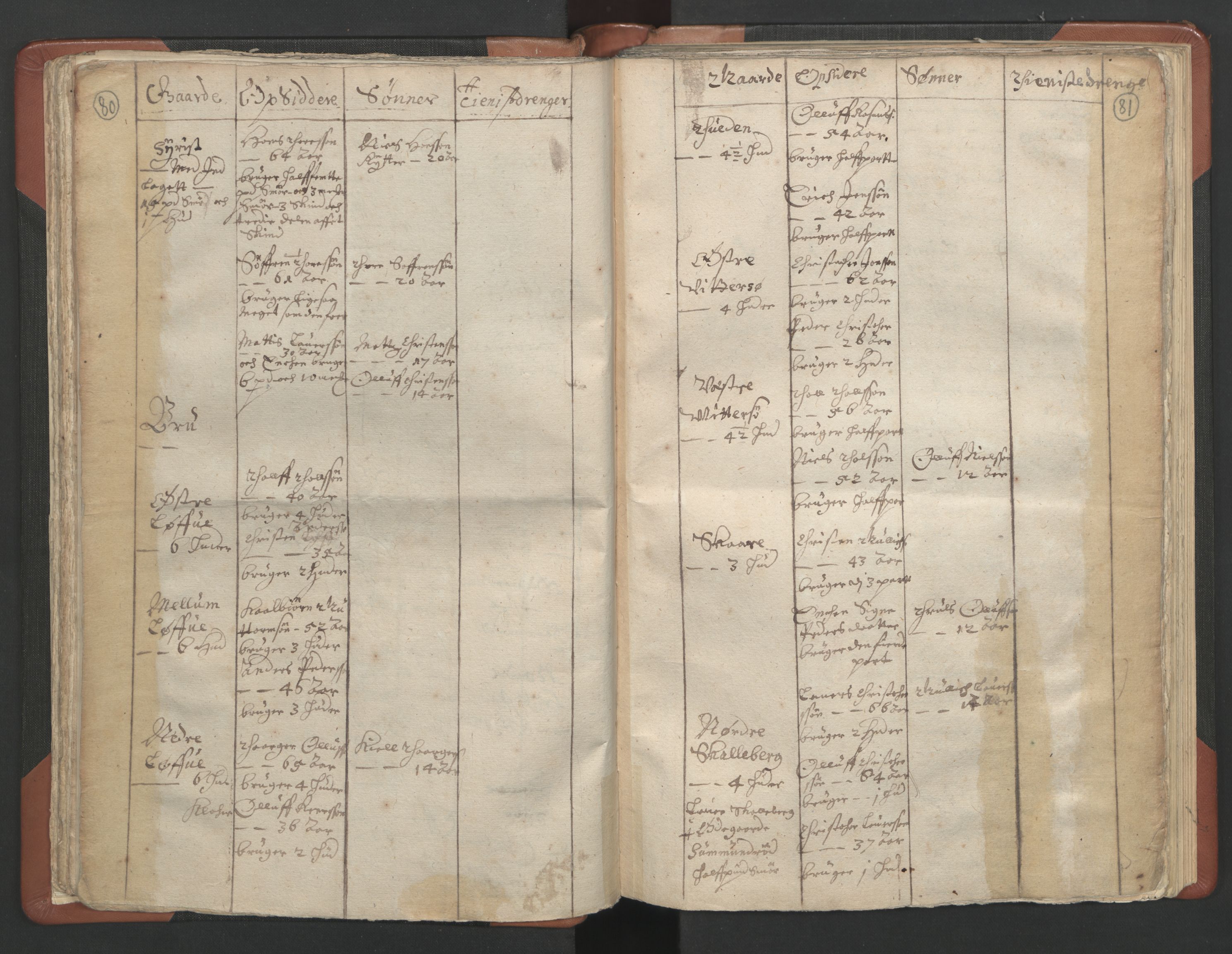 RA, Vicar's Census 1664-1666, no. 11: Brunlanes deanery, 1664-1666, p. 80-81