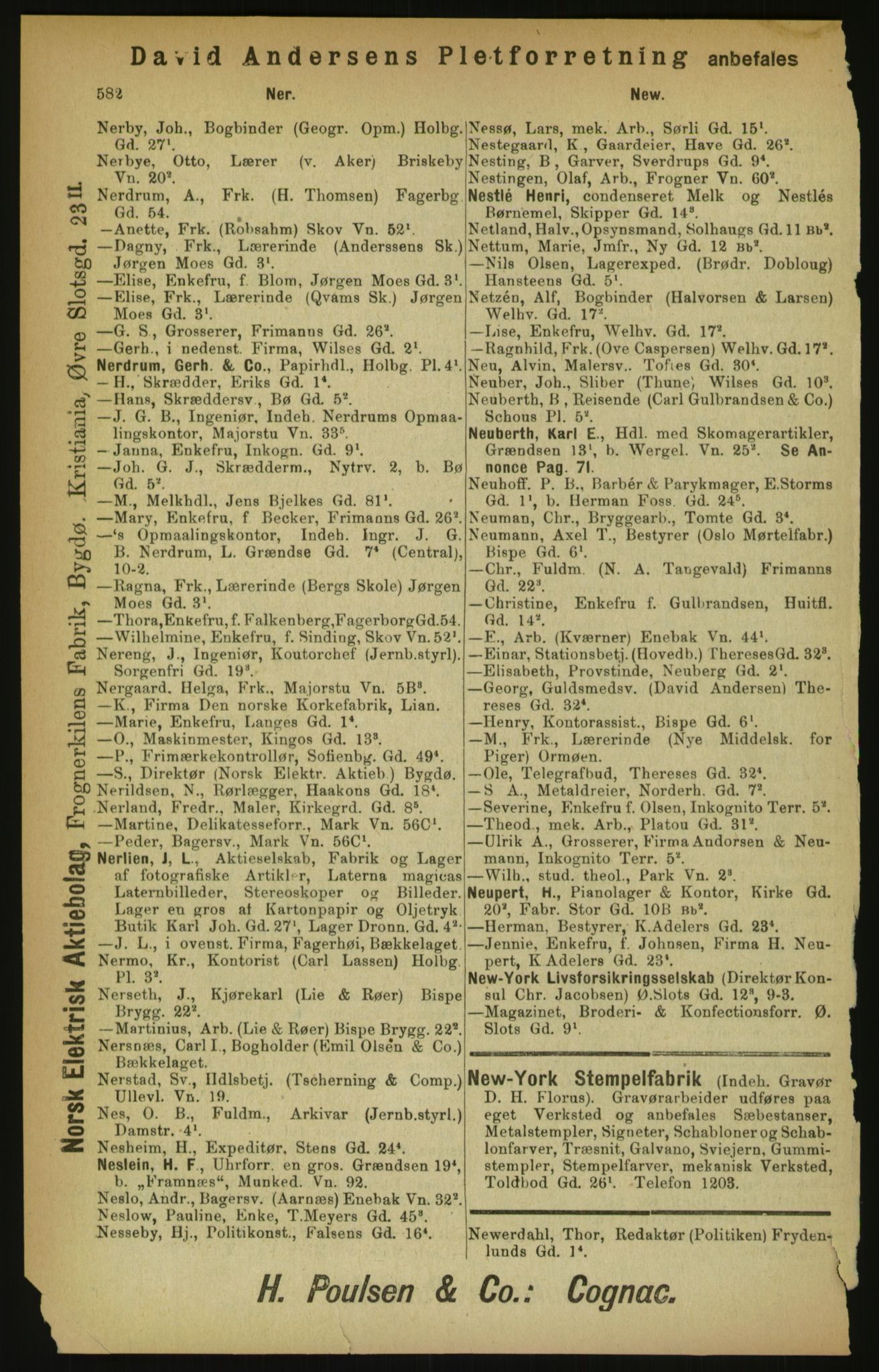 Kristiania/Oslo adressebok, PUBL/-, 1900, p. 582