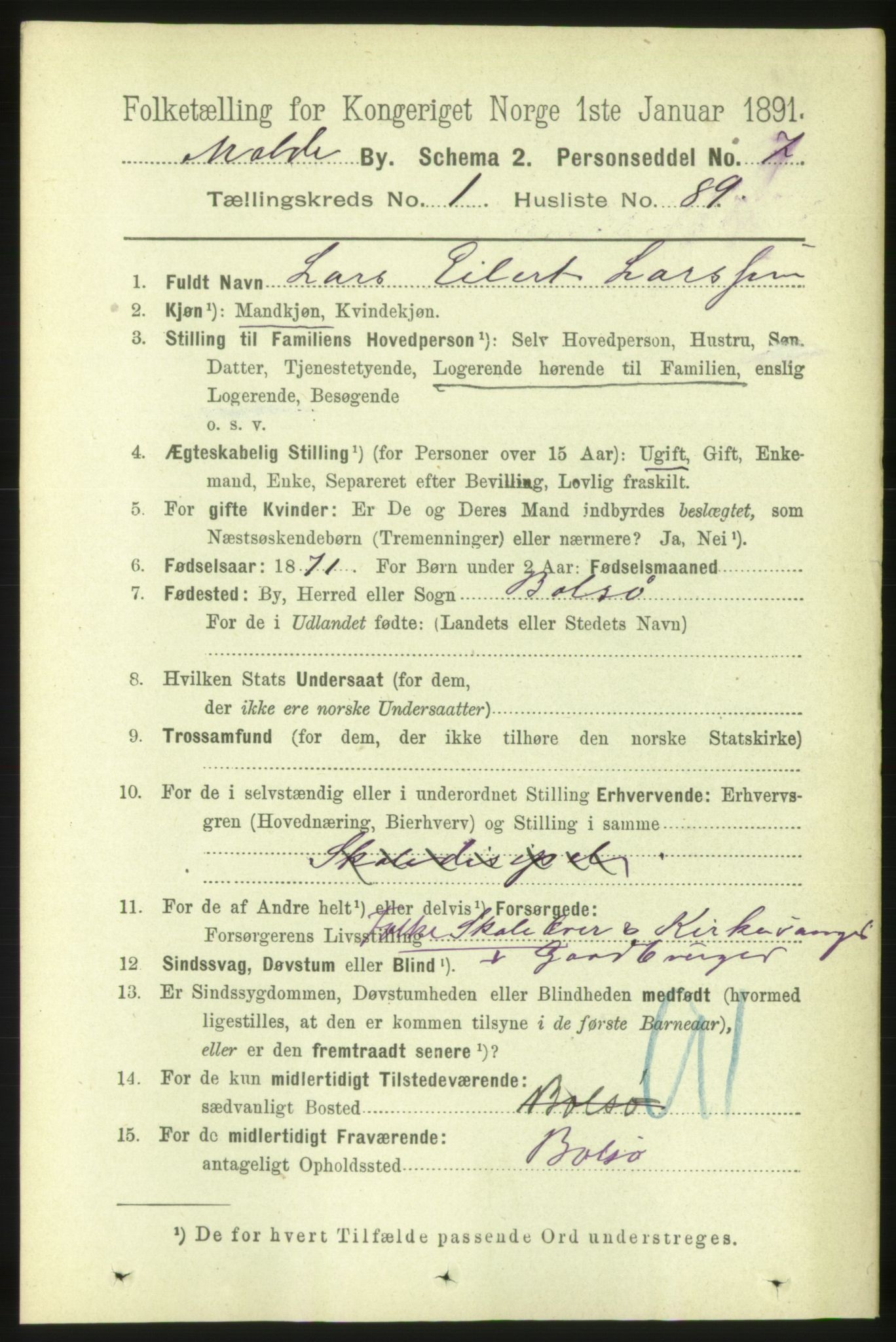 RA, 1891 census for 1502 Molde, 1891, p. 1036