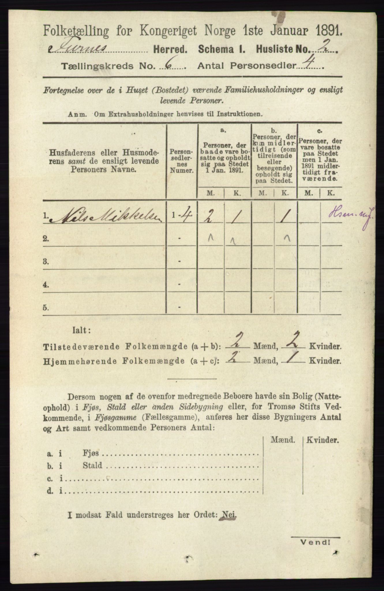 RA, Census 1891 for 0413 Furnes herred, 1891, p. 4058