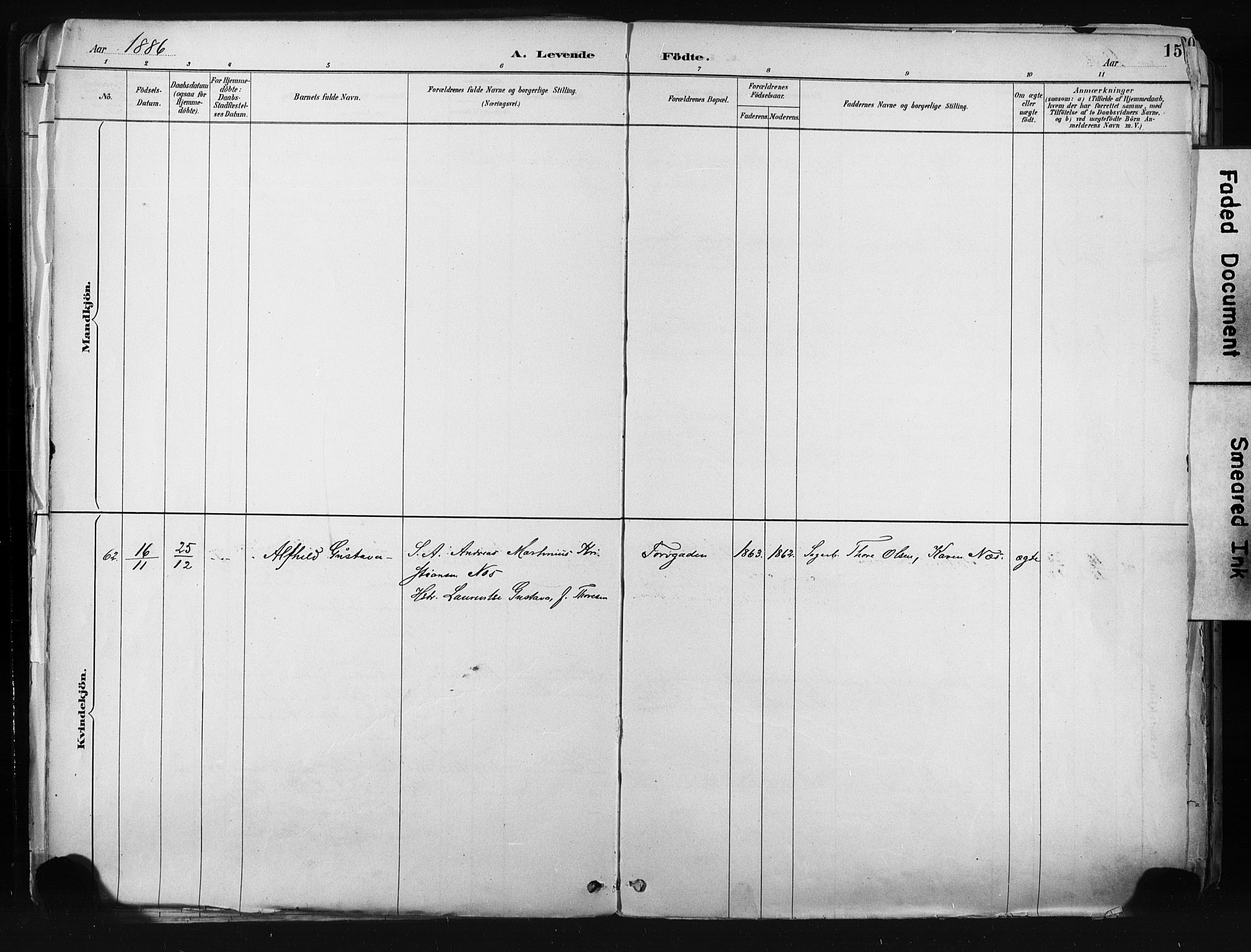 Kongsberg kirkebøker, AV/SAKO-A-22/F/Fb/L0002: Parish register (official) no. II 2, 1886-1896, p. 15