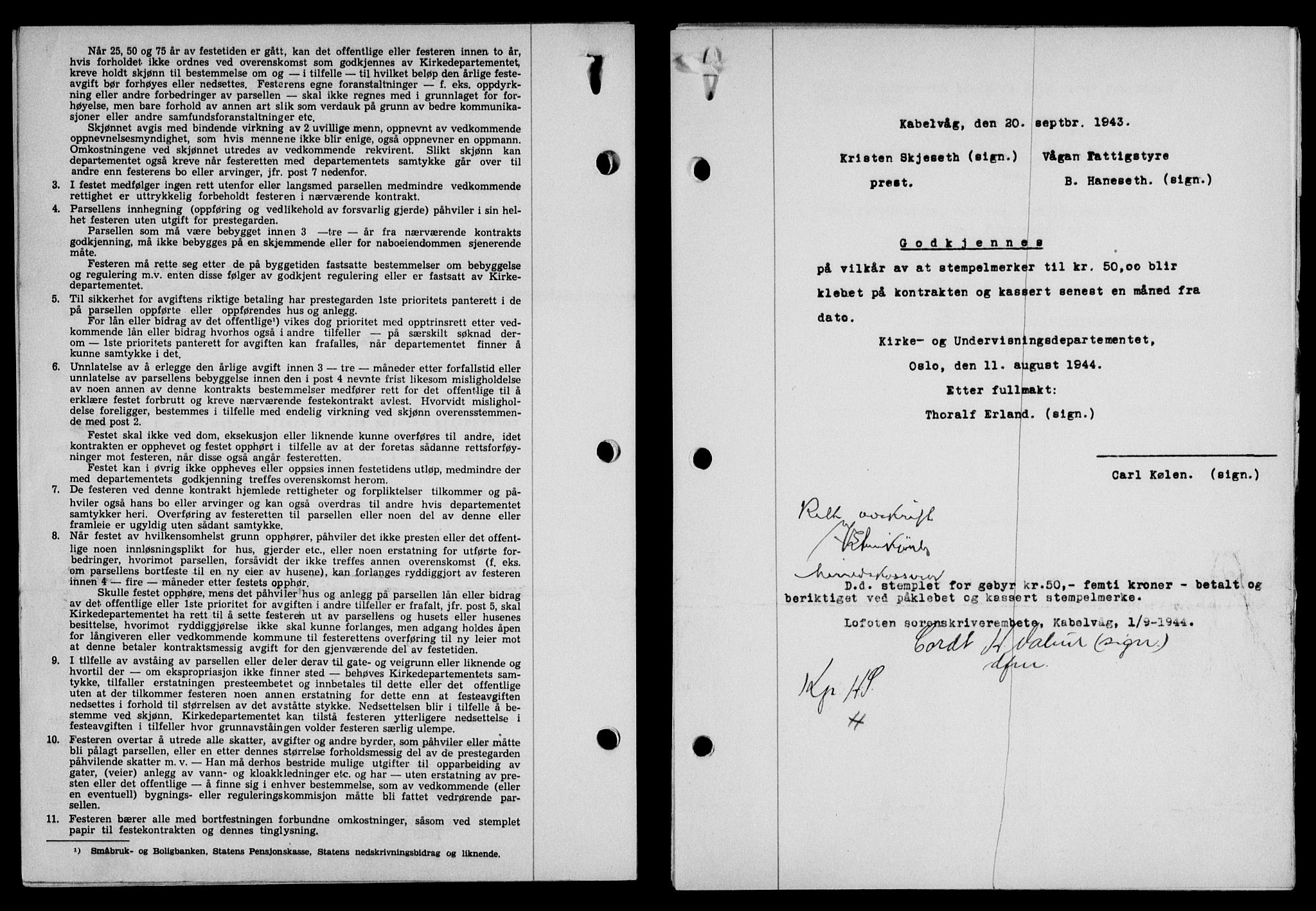 Lofoten sorenskriveri, SAT/A-0017/1/2/2C/L0012a: Mortgage book no. 12a, 1943-1944, Diary no: : 959/1944