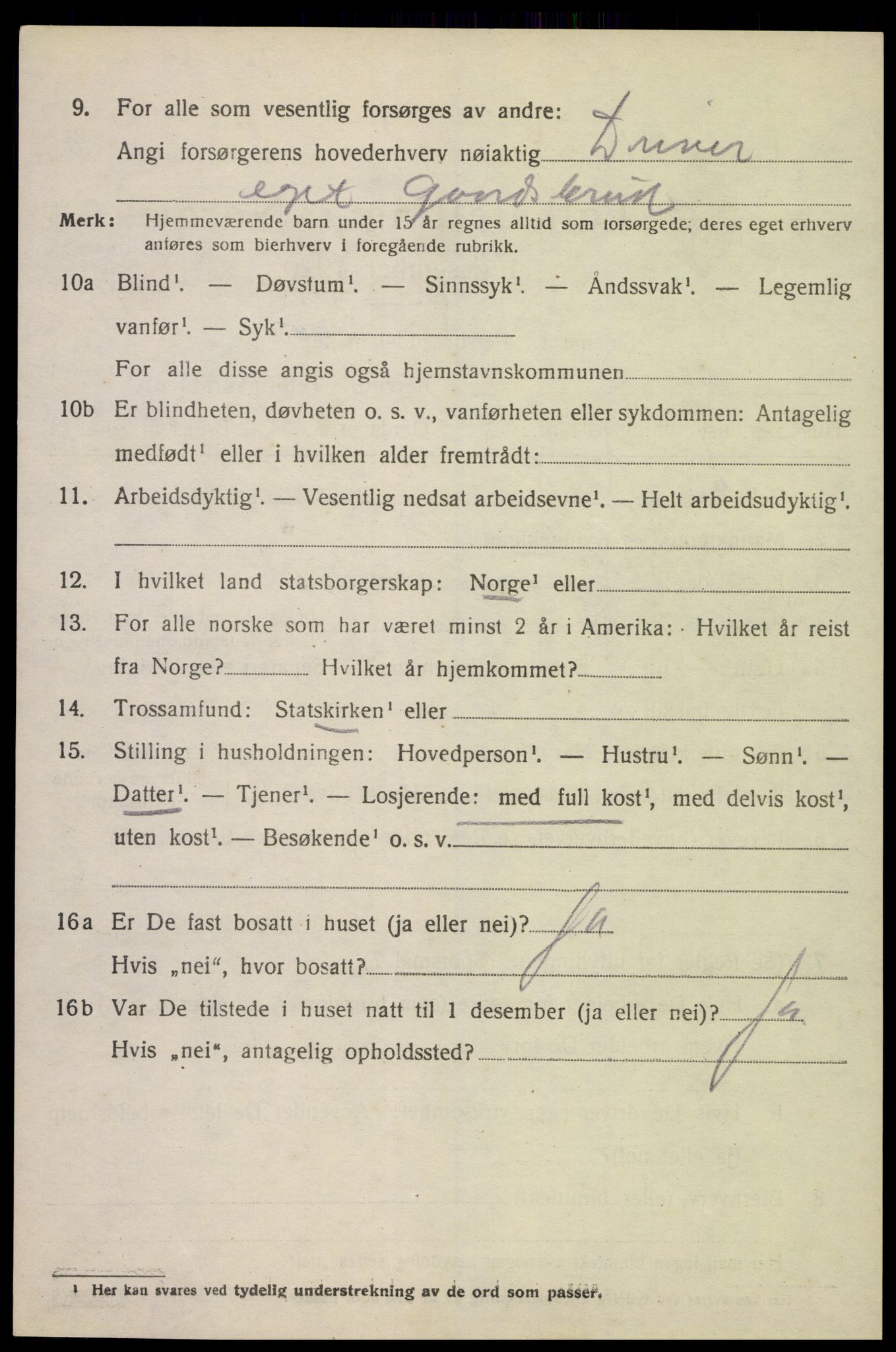 SAK, 1920 census for Åseral, 1920, p. 2007