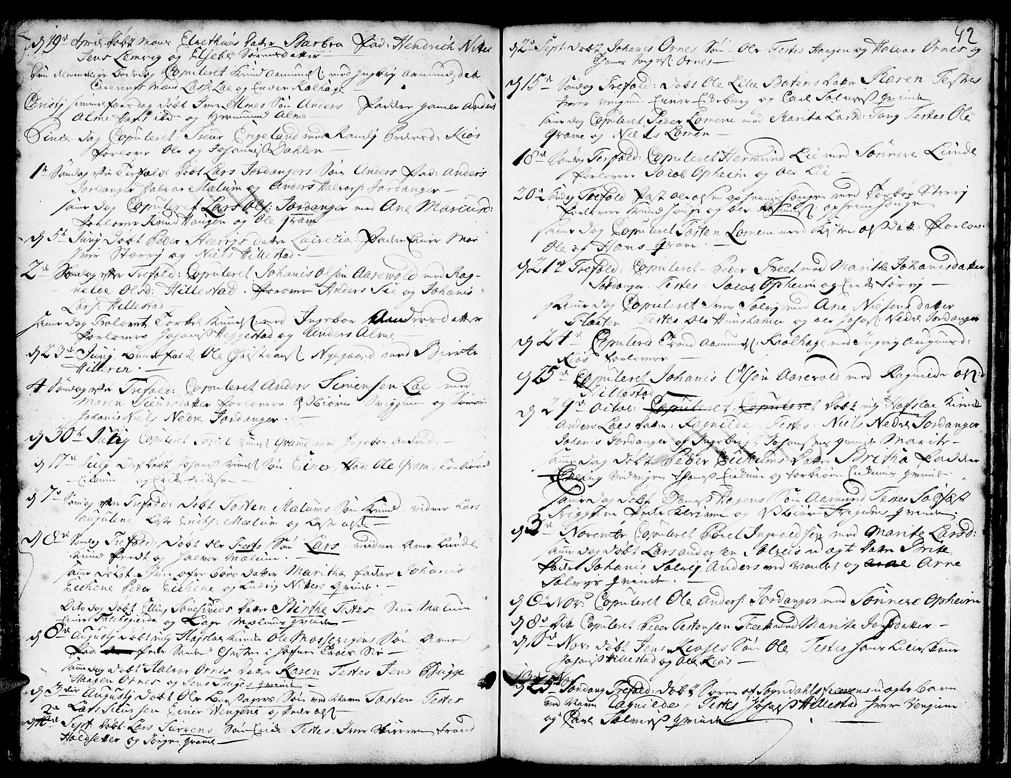 Hafslo sokneprestembete, SAB/A-80301/H/Haa/Haaa/L0001: Parish register (official) no. A 1, 1717-1755, p. 42