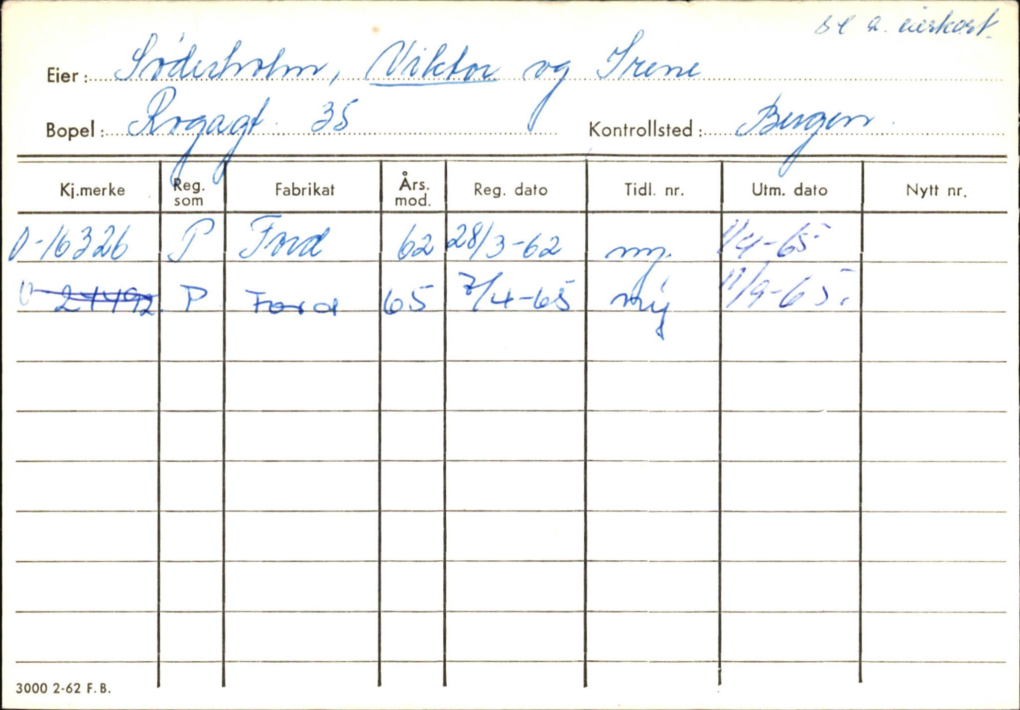 Statens vegvesen, Hordaland vegkontor, AV/SAB-A-5201/2/Hb/L0034: O-eierkort S-T, 1920-1971, p. 5