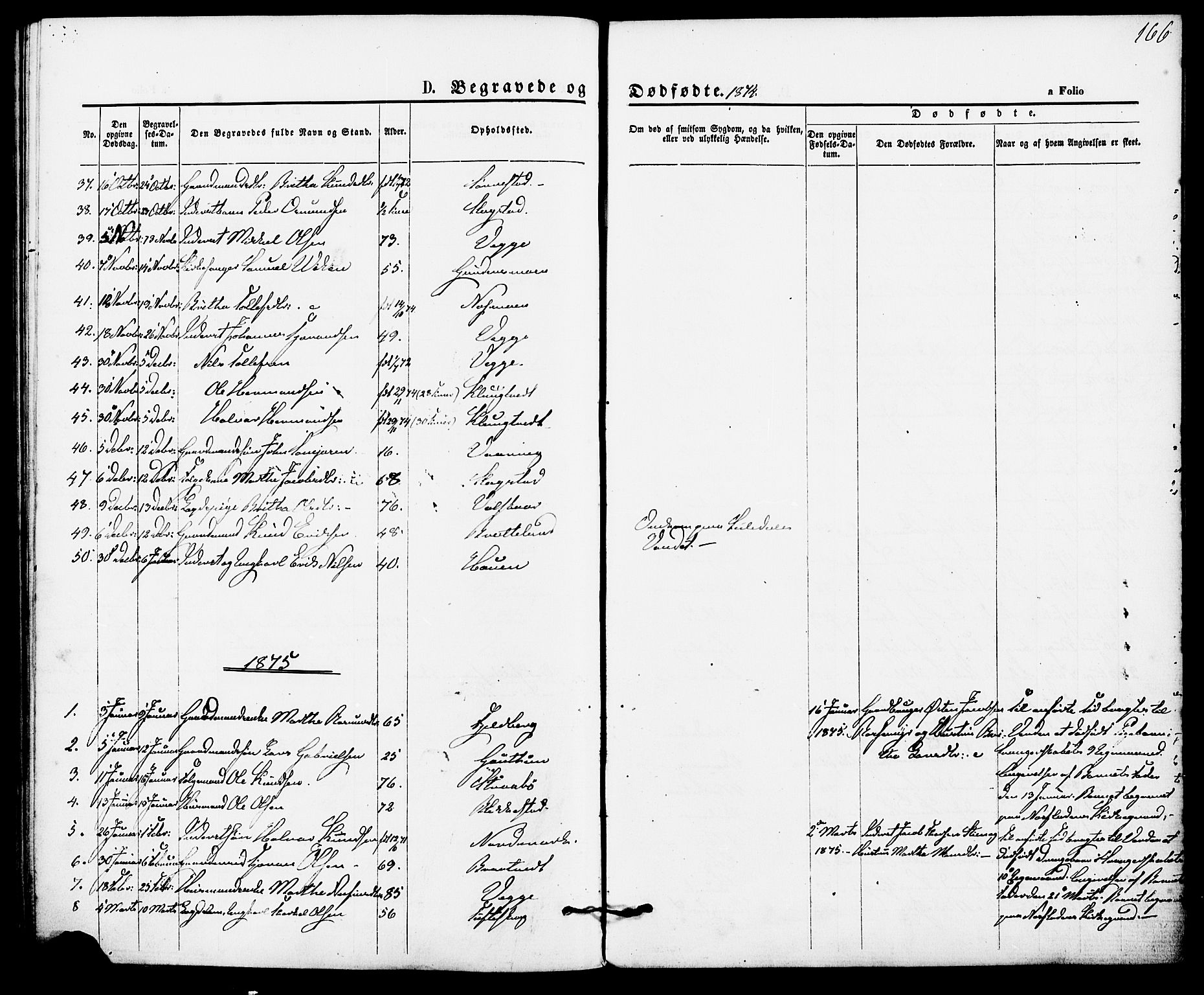 Suldal sokneprestkontor, AV/SAST-A-101845/01/IV/L0010: Parish register (official) no. A 10, 1869-1878, p. 166