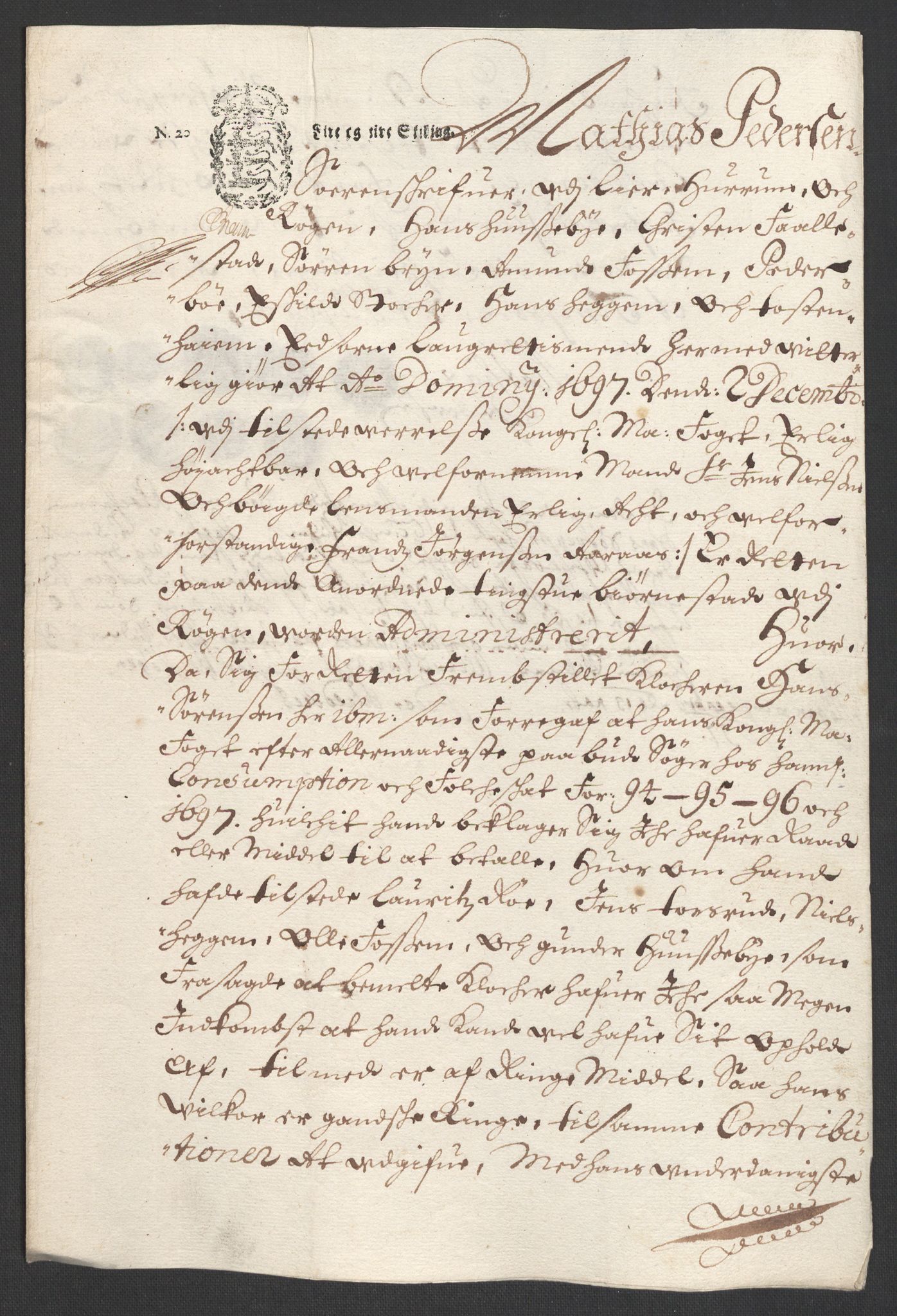 Rentekammeret inntil 1814, Reviderte regnskaper, Fogderegnskap, RA/EA-4092/R30/L1695: Fogderegnskap Hurum, Røyken, Eiker og Lier, 1697, p. 216