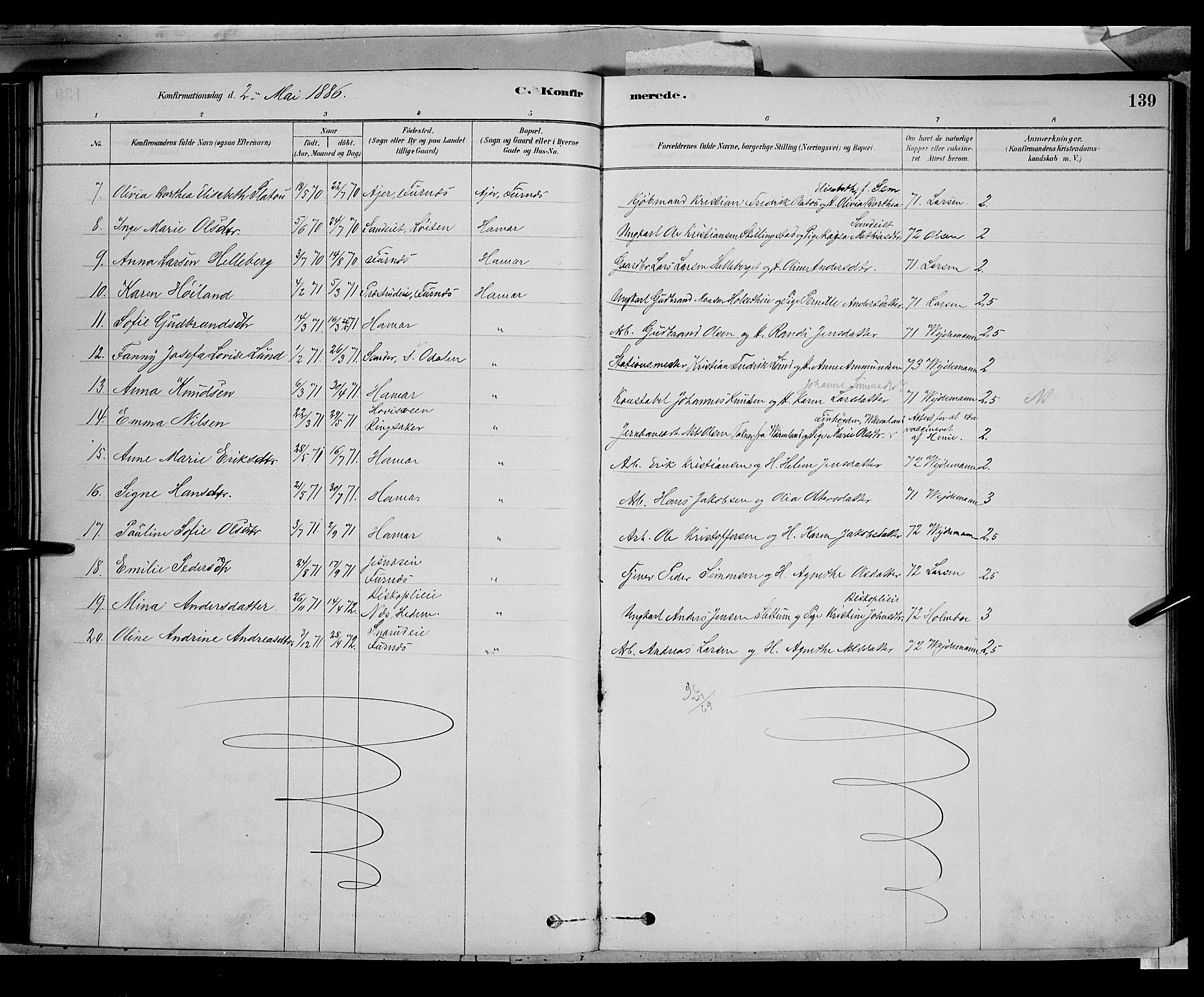 Vang prestekontor, Hedmark, AV/SAH-PREST-008/H/Ha/Haa/L0016: Parish register (official) no. 16, 1878-1889, p. 139