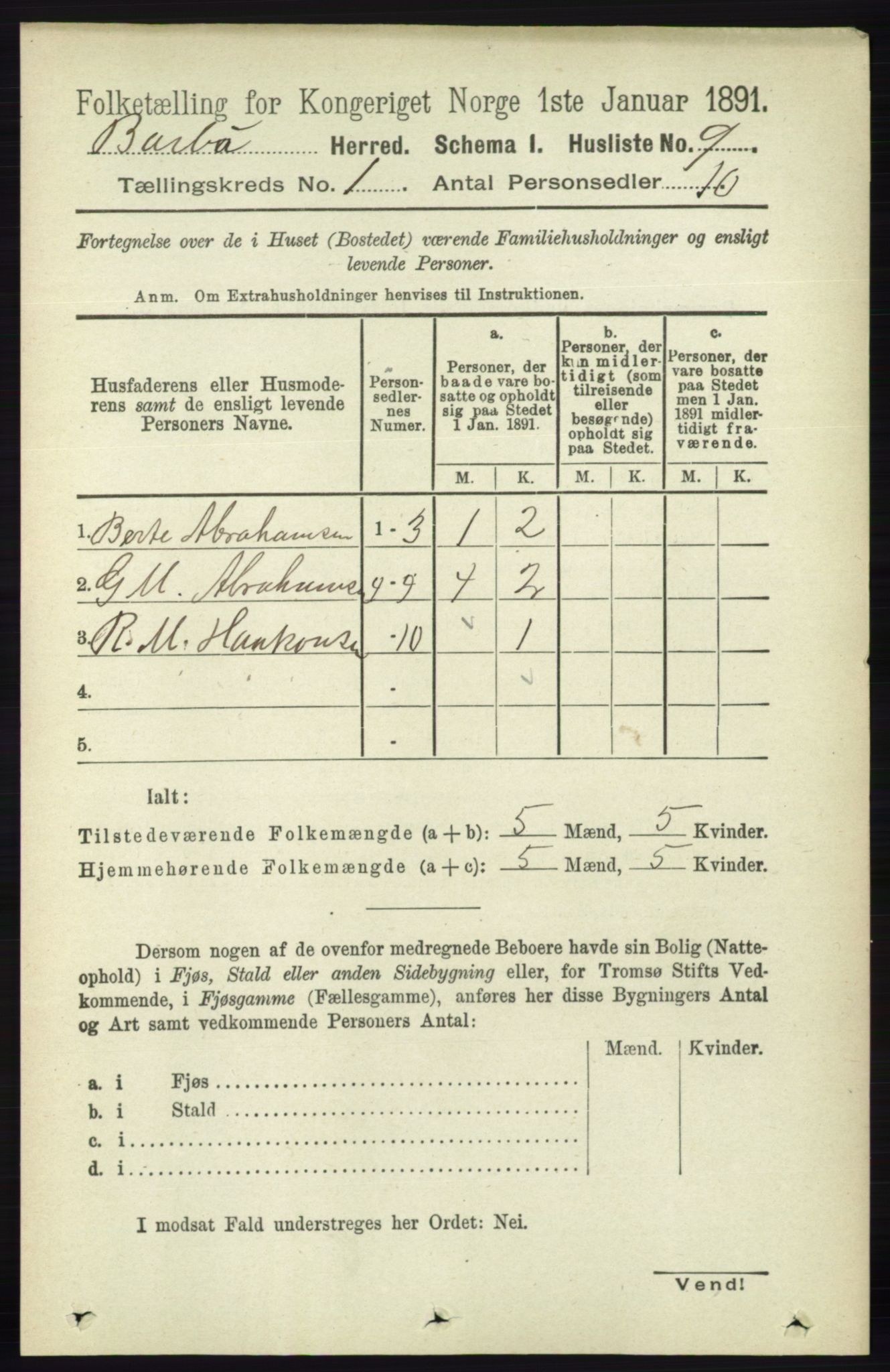 RA, 1891 census for 0990 Barbu, 1891, p. 40