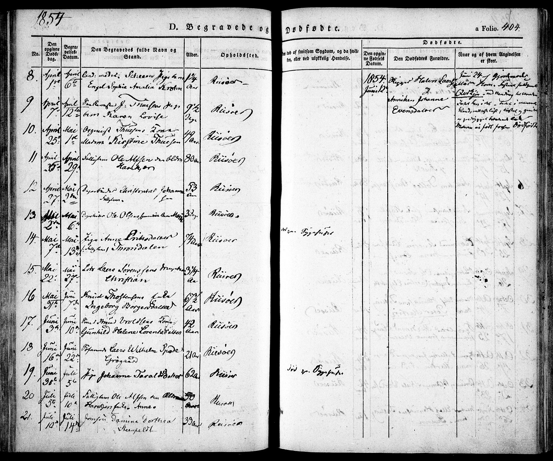 Risør sokneprestkontor, SAK/1111-0035/F/Fa/L0003: Parish register (official) no. A 3, 1838-1864, p. 404
