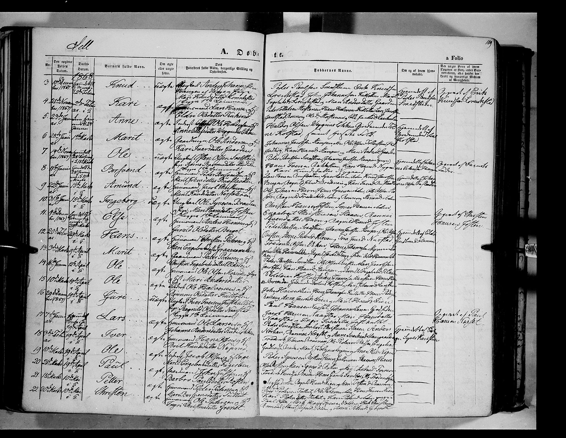 Vågå prestekontor, SAH/PREST-076/H/Ha/Haa/L0006: Parish register (official) no. 6 /3, 1857-1872, p. 109