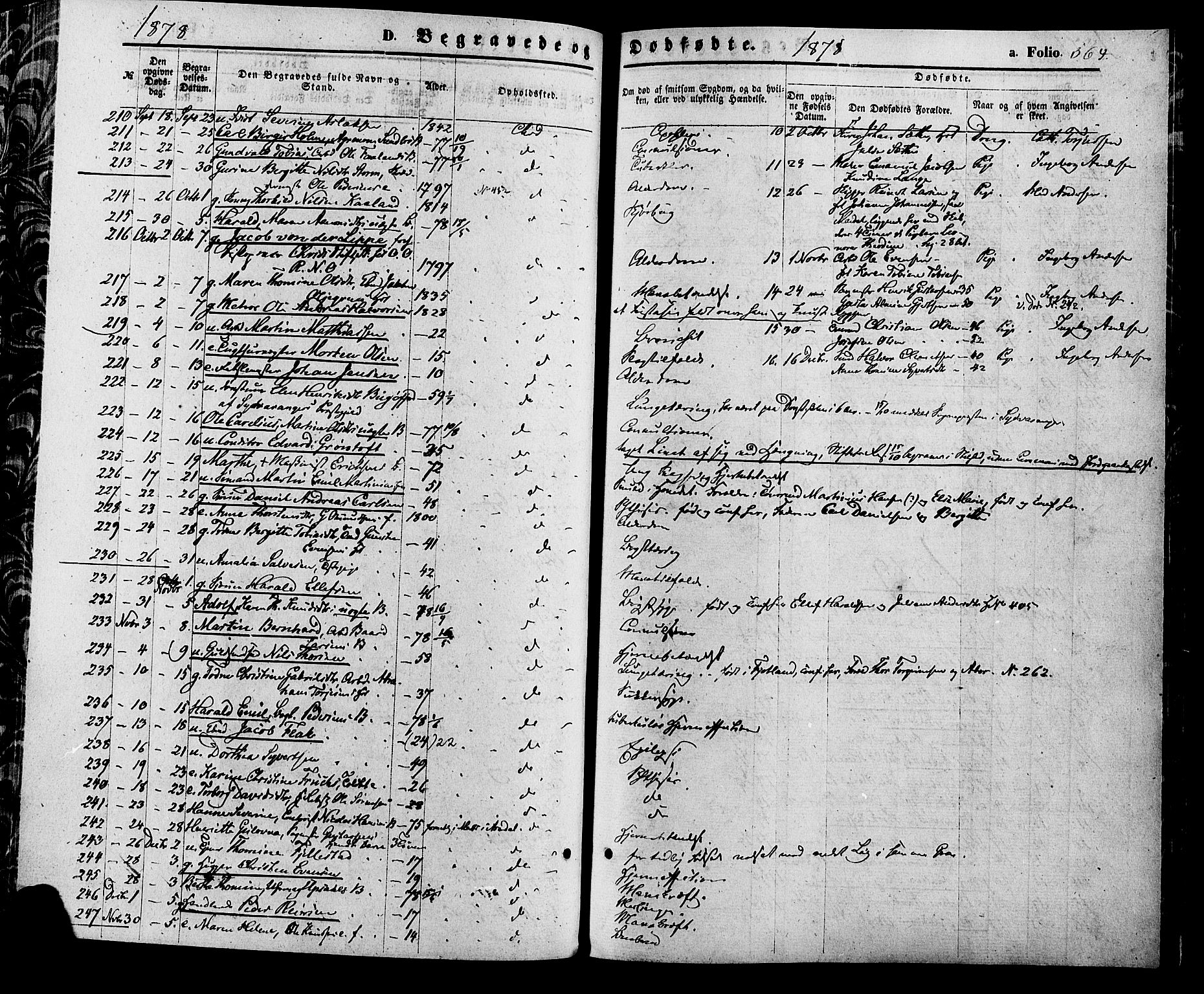 Kristiansand domprosti, SAK/1112-0006/F/Fa/L0015: Parish register (official) no. A 15, 1867-1880, p. 564