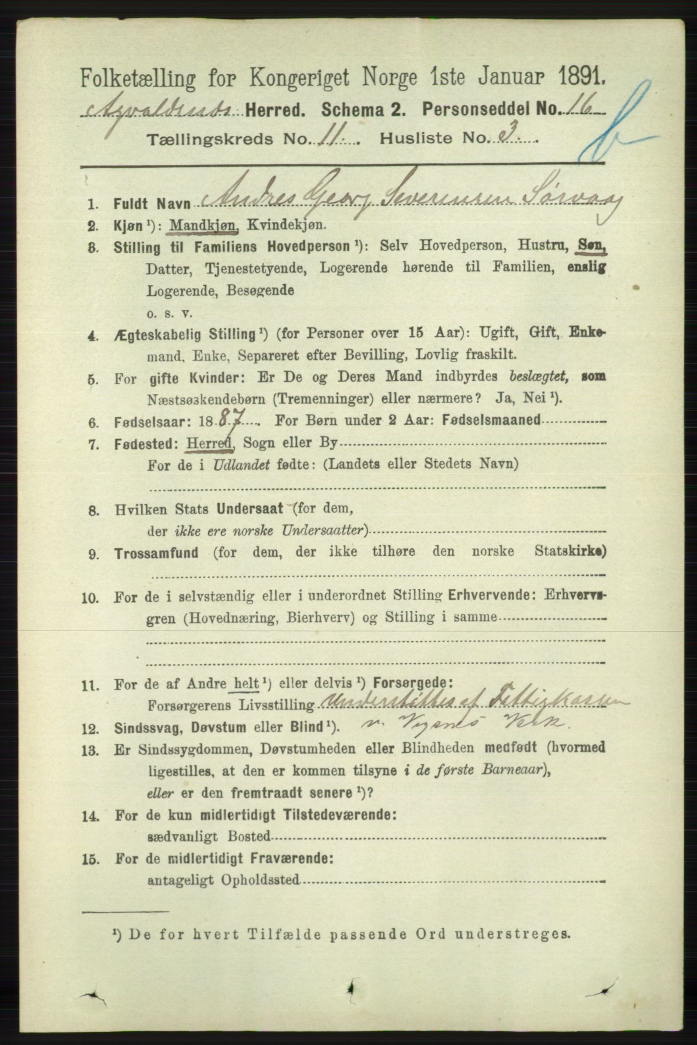 RA, 1891 census for 1147 Avaldsnes, 1891, p. 6259